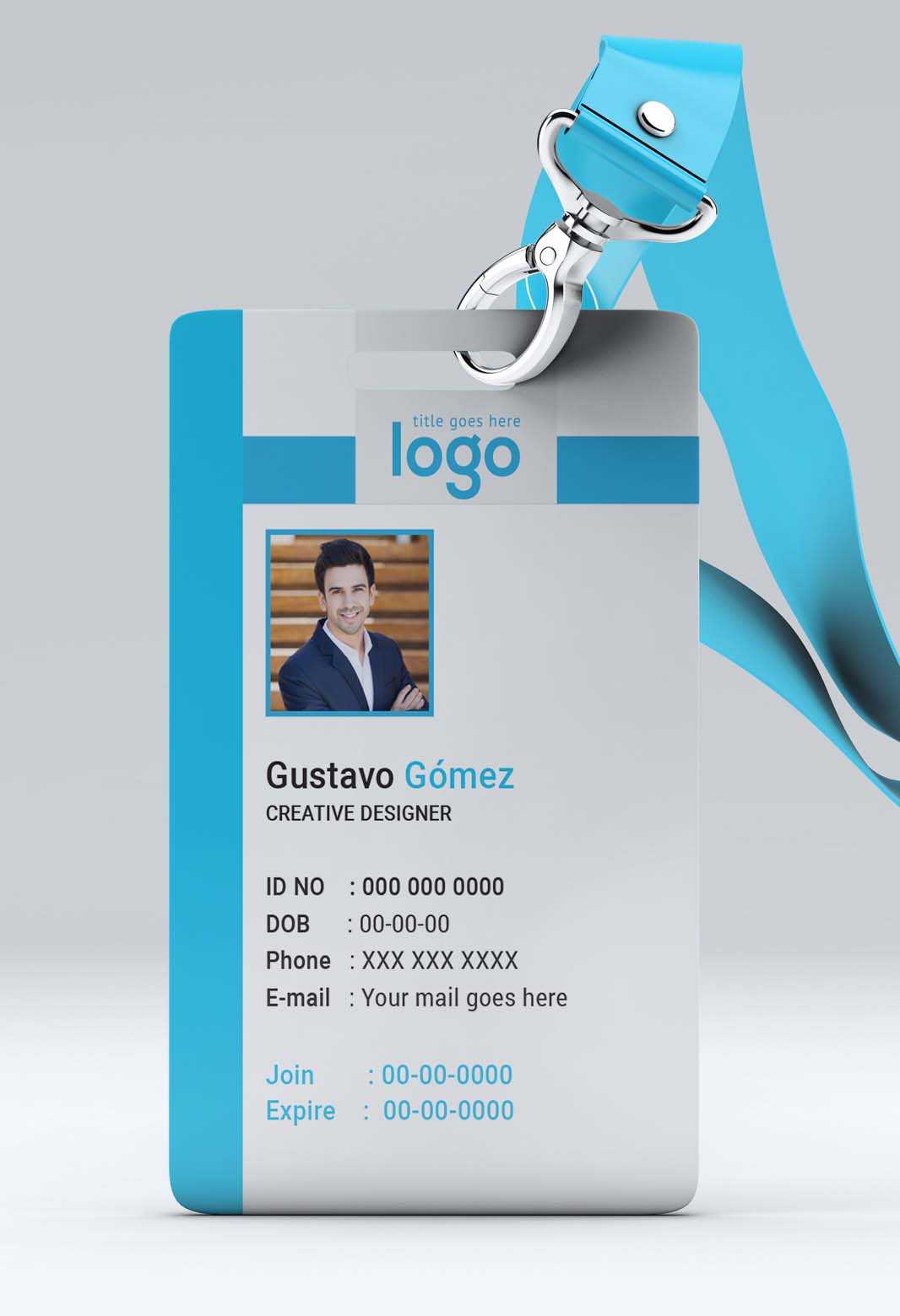 Creative Id Card Template 14 - Mabd86 - Free Graphics Pertaining To Portrait Id Card Template
