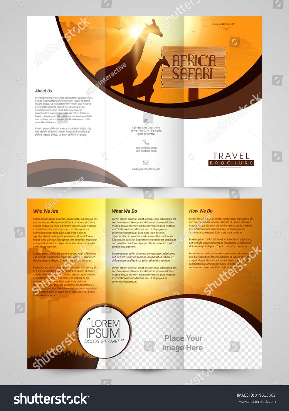 Creative Travel Trifold Brochure Template Flyer Stock Vector For Country Brochure Template