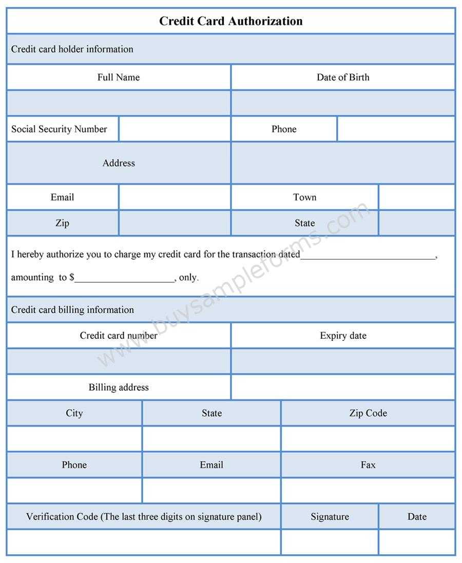 Credit Card Authorization Form Template – Sample Forms With Credit Card Authorization Form Template Word