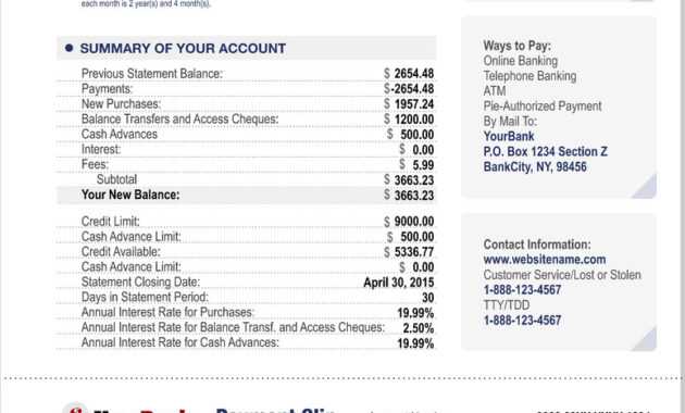 Credit Card Bank Account Statement Template regarding Credit Card Statement Template