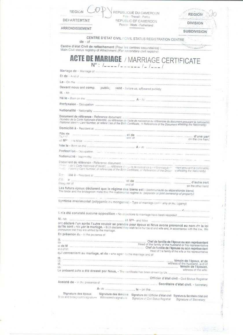 Crvs – Birth, Marriage And Death Registration In Cameroon With Regard To South African Birth Certificate Template