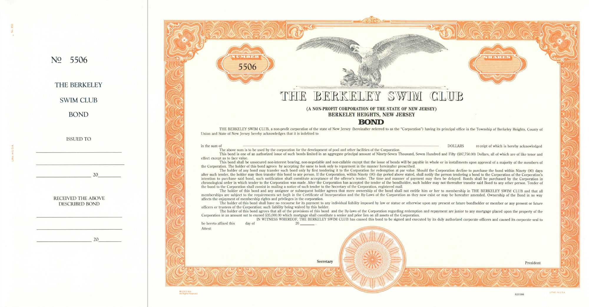 Custom Bond Certificate – Goes #850Or – Corporate Publishing With Regard To Corporate Bond Certificate Template