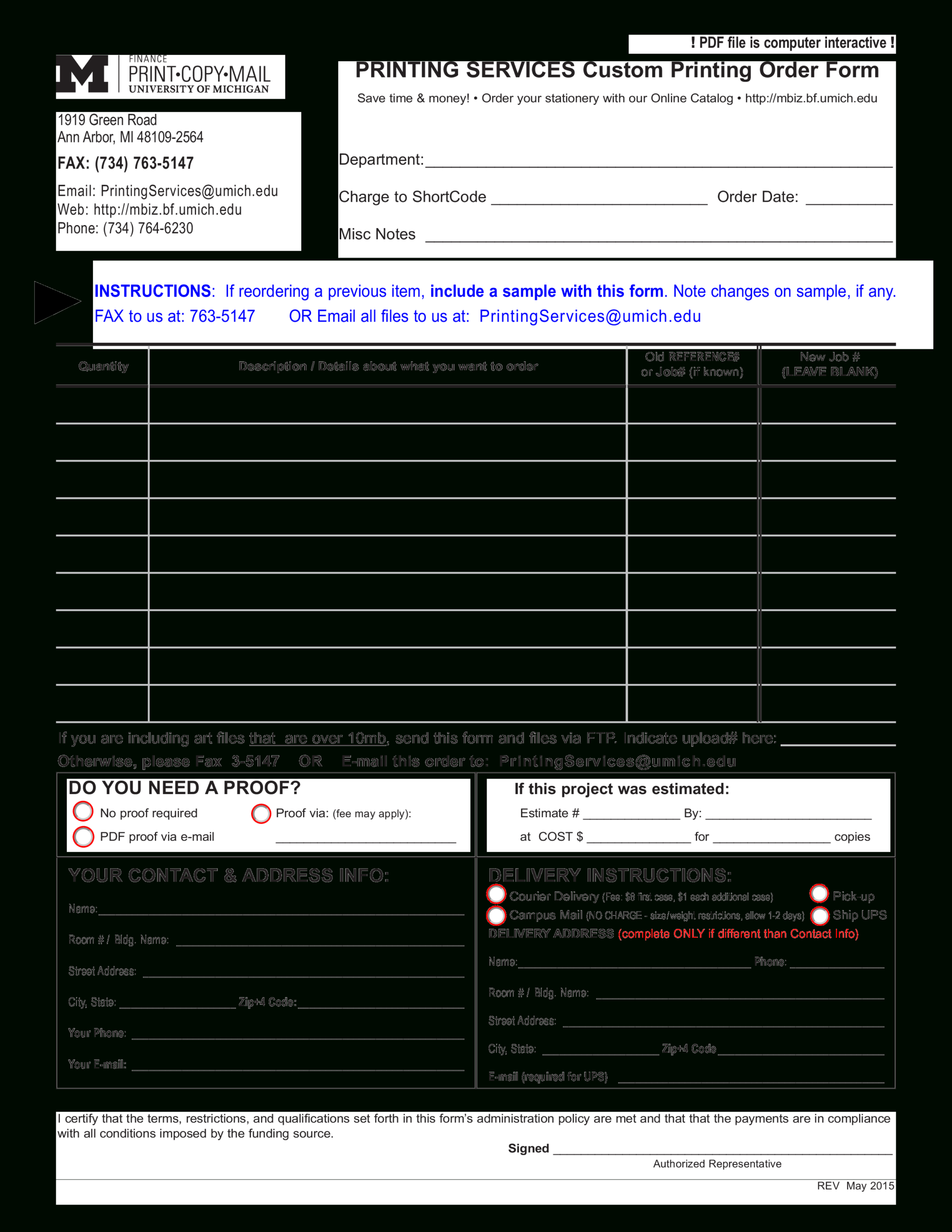 Custom Printing Blank Order Form | Templates At For Blank Money Order Template