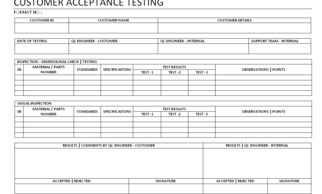 Customer Acceptance Testing - for Acceptance Test Report Template