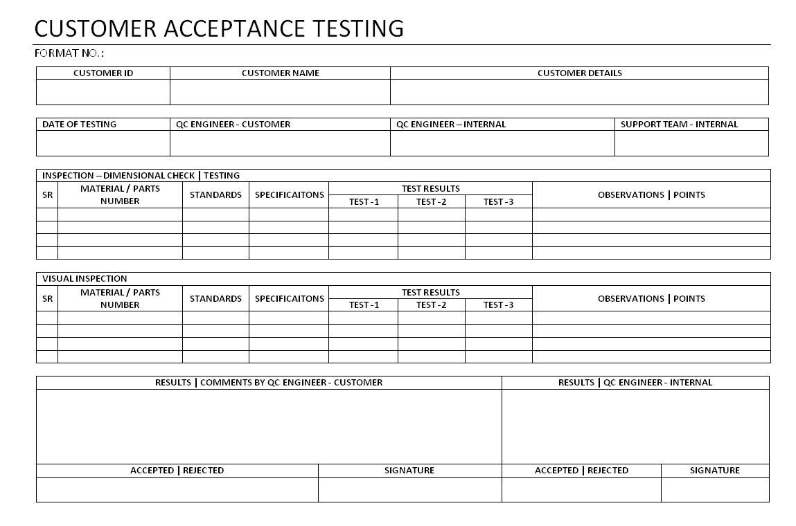 Customer Acceptance Testing – For Acceptance Test Report Template