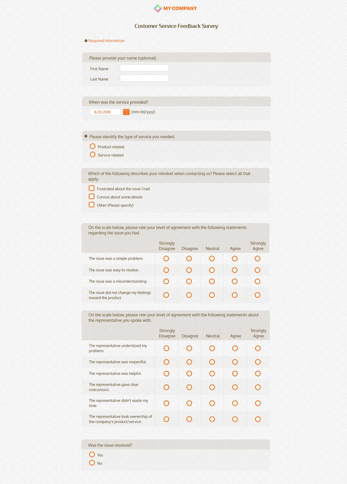 Customer Service Feedback Survey Template [21 Questions With Regard To Customer Satisfaction Report Template