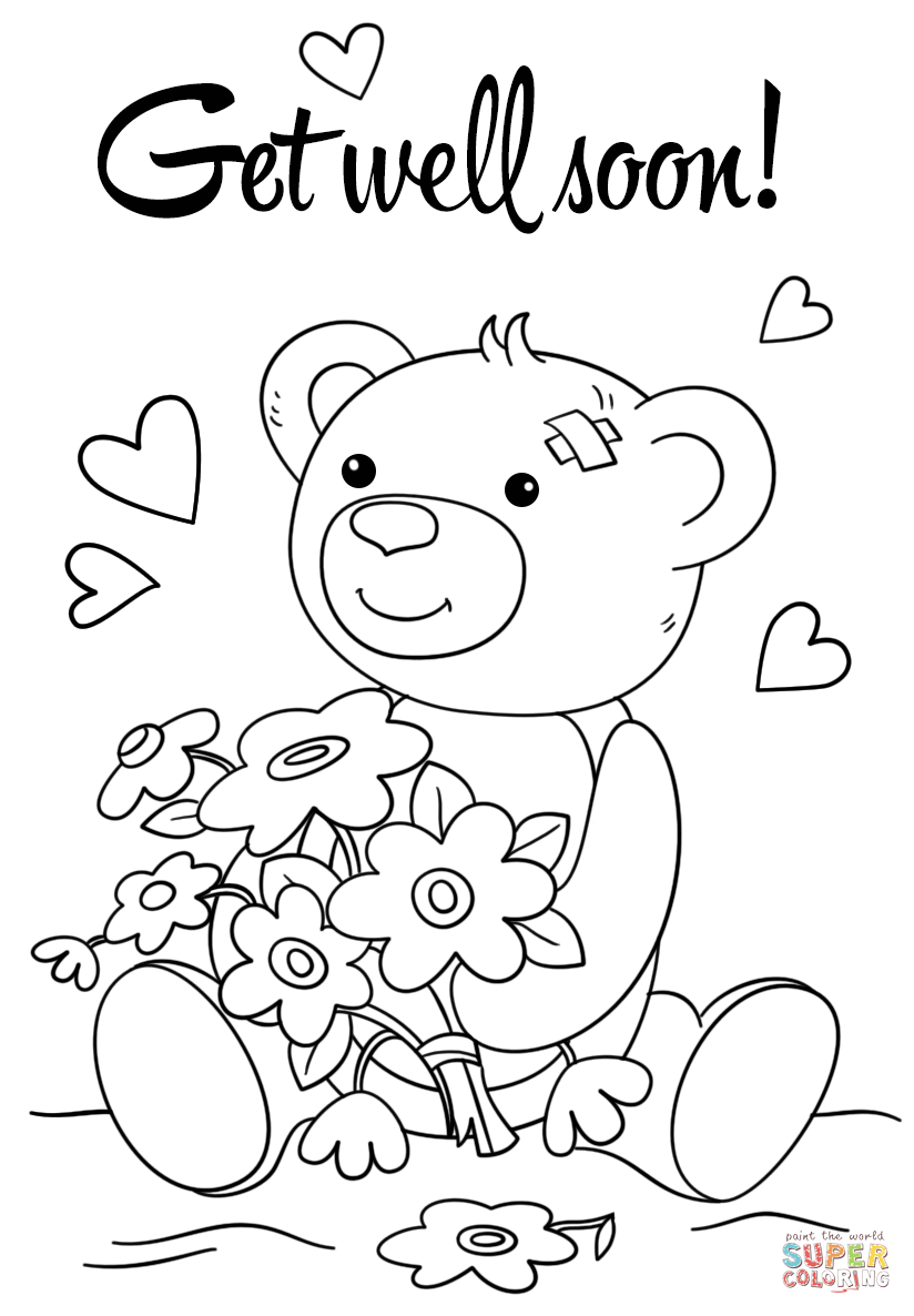 Cute Get Well Soon Coloring Page | Free Printable Coloring Pages In Get Well Soon Card Template