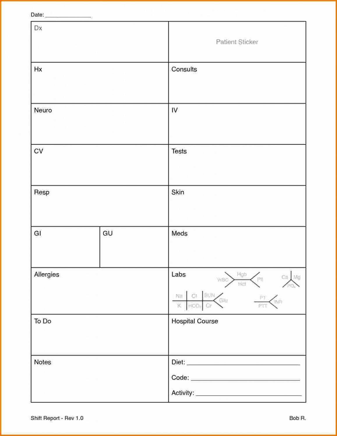 Cvicu Report Sheet Template Intended For Icu Report Template