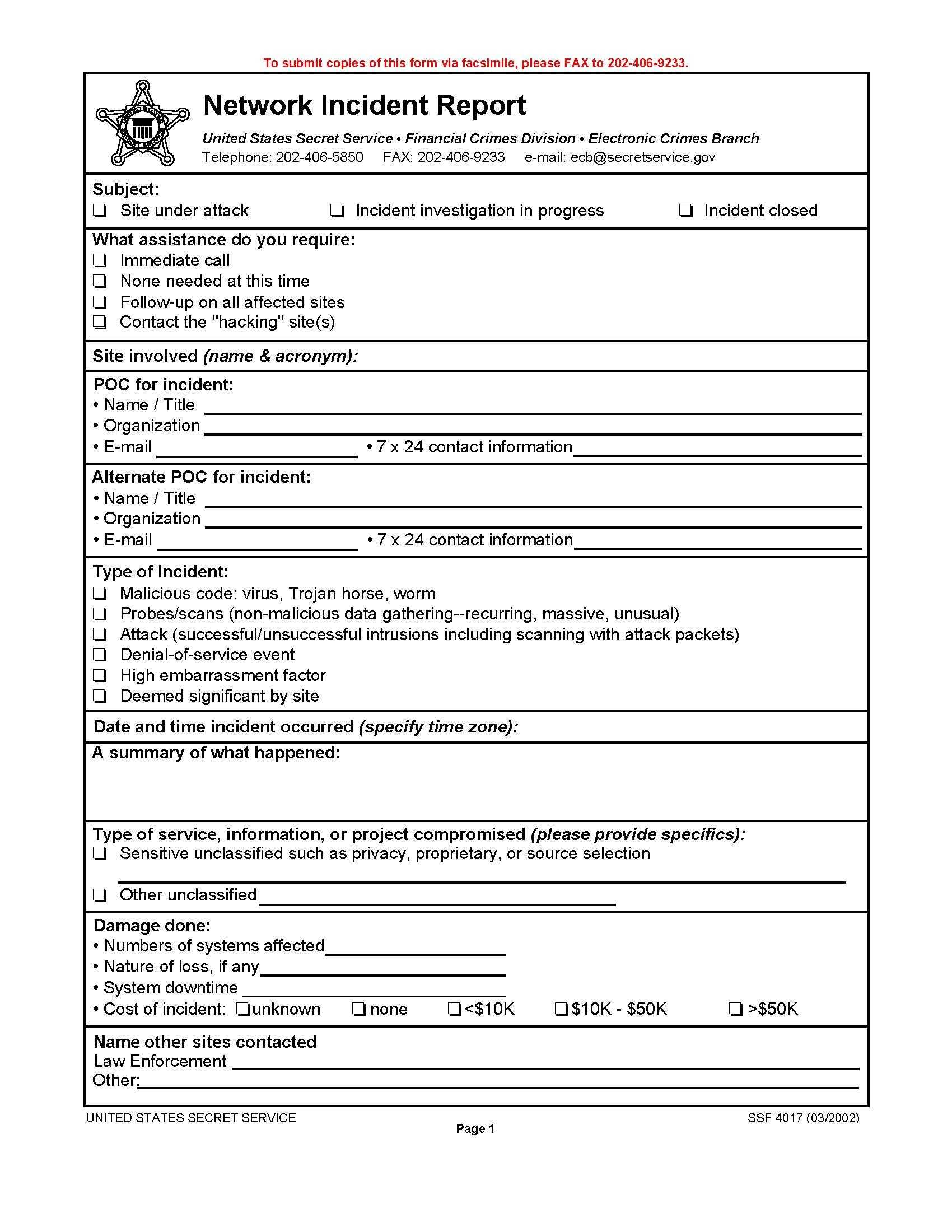 Cyber Security Incident Report Template Information Progress For Computer Incident Report Template