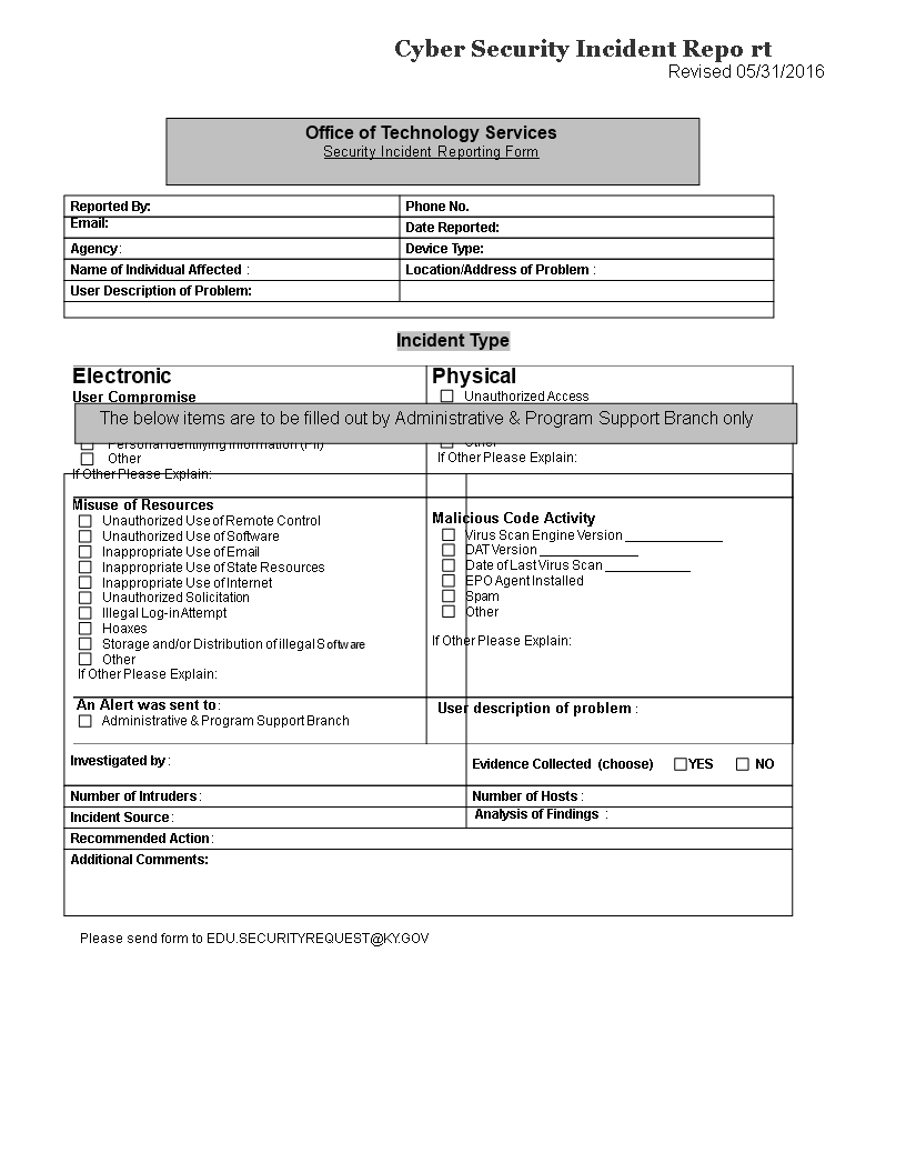 Cyber Security Incident Report Template | Templates At For It Incident Report Template