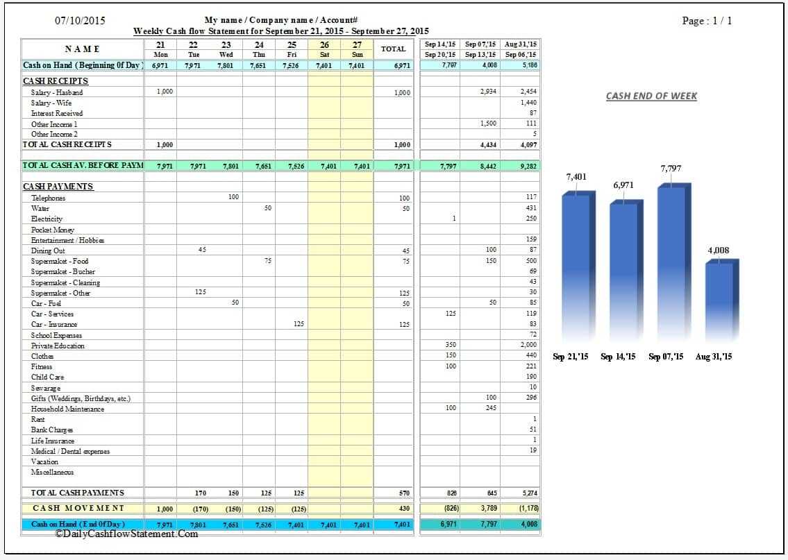 Daily Cash Flow Statement |Expense Manager | Control Money Flow In Cash Position Report Template