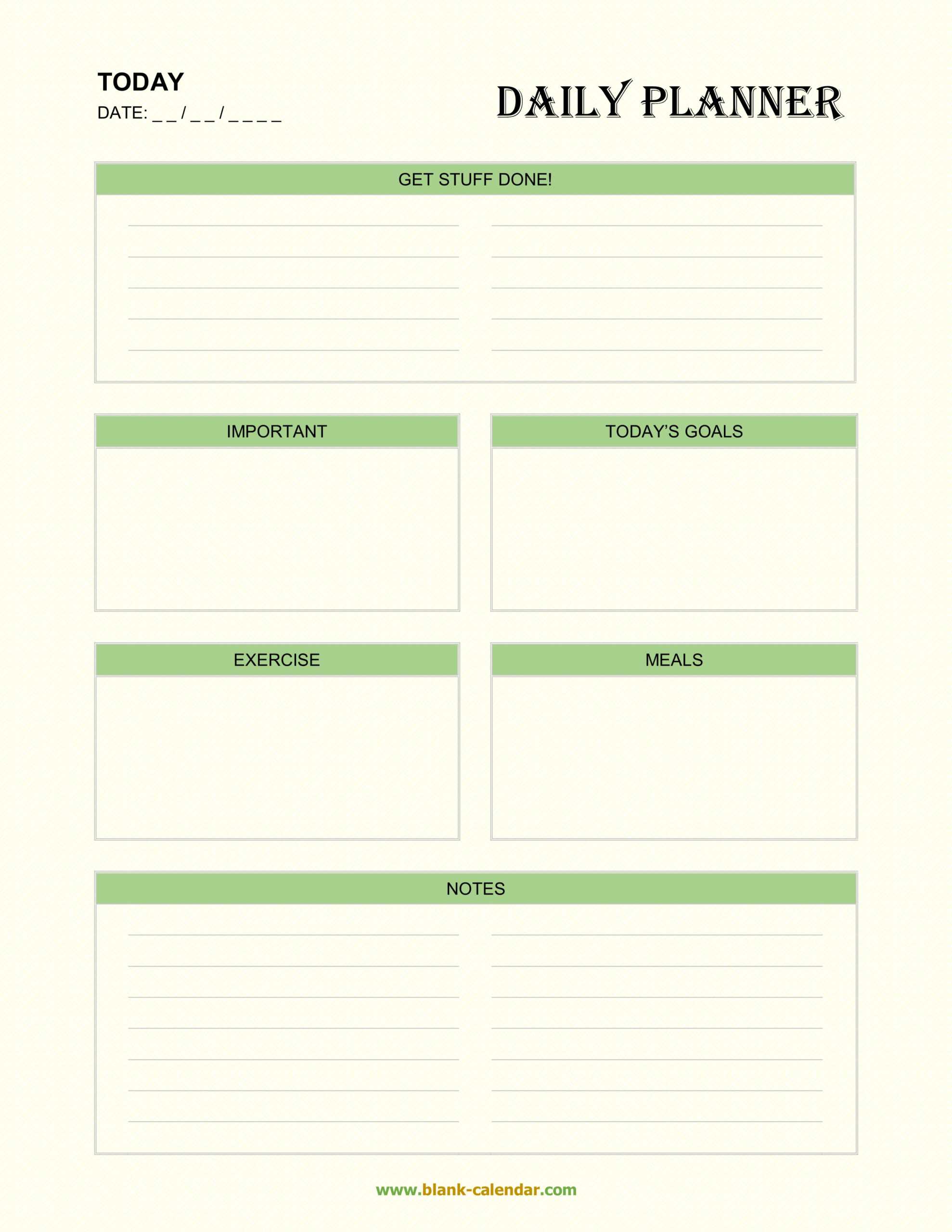 Daily Planner Templates (Word, Excel, Pdf) Throughout Printable Blank Daily Schedule Template