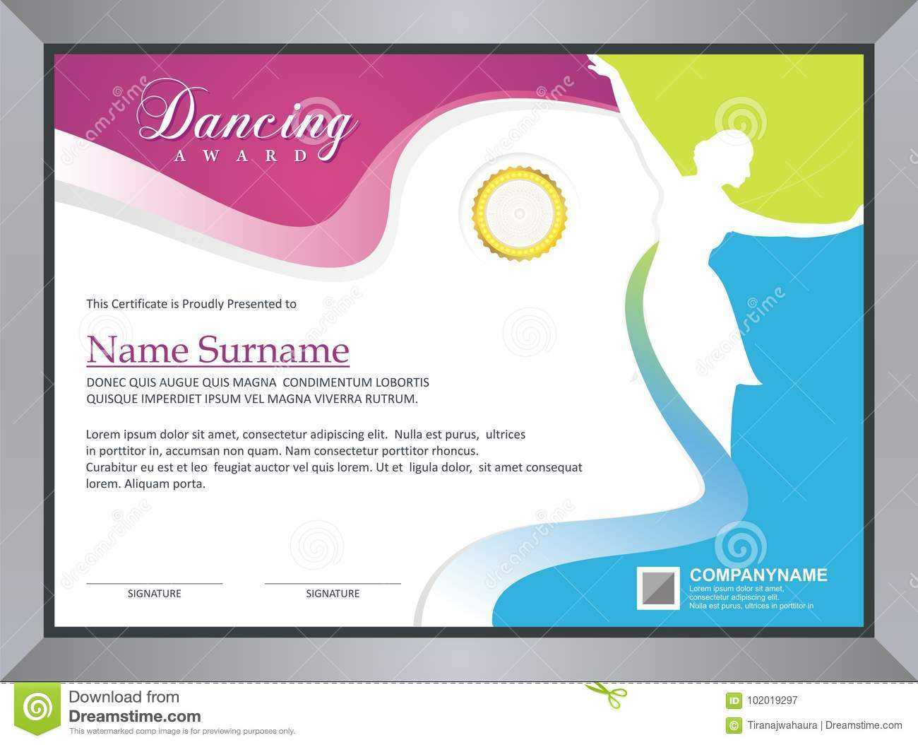 Dancing Certificate Stock Vector. Illustration Of In Dance Certificate Template