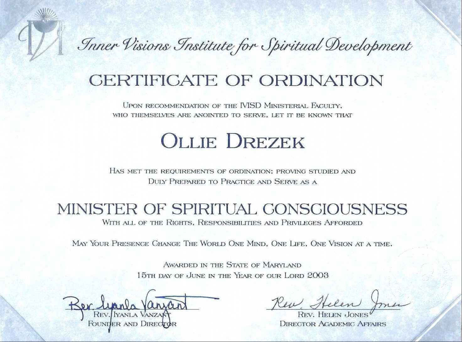 Deacon Ordination Certificate Template Best Of Free Pertaining To Certificate Of Ordination Template