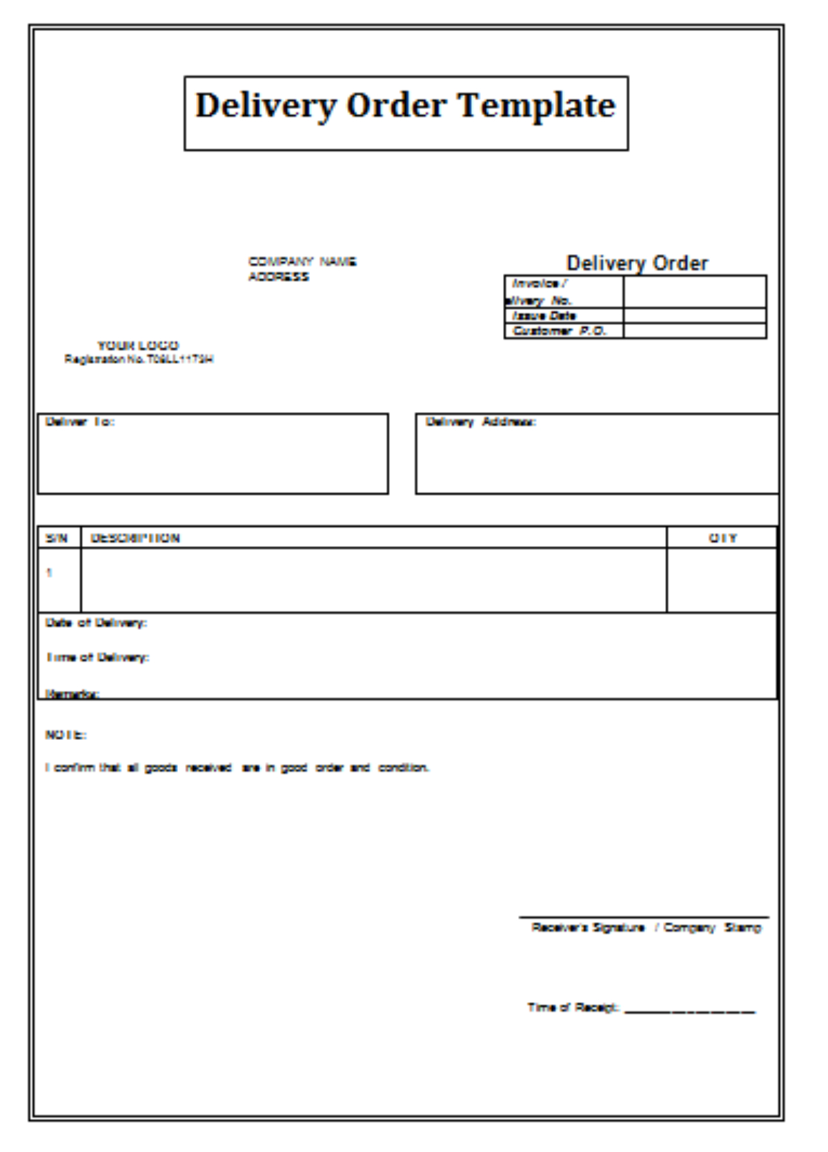 Delivery Order Templates | 2+ Free Printable Word, Excel & Pdf With Proof Of Delivery Template Word