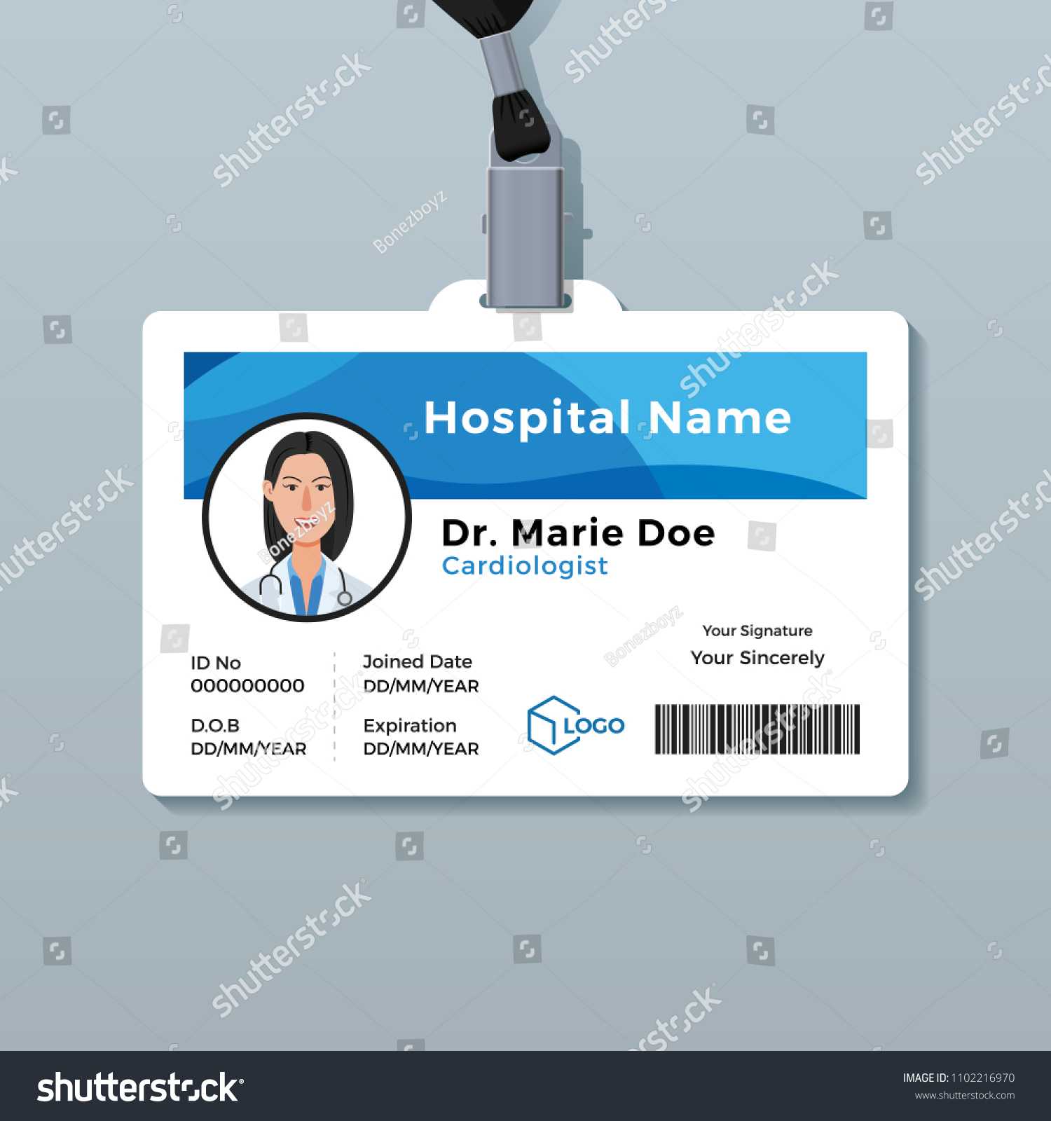 Doctor Id Card Medical Identity Badge Stock Vector (Royalty Intended For Hospital Id Card Template