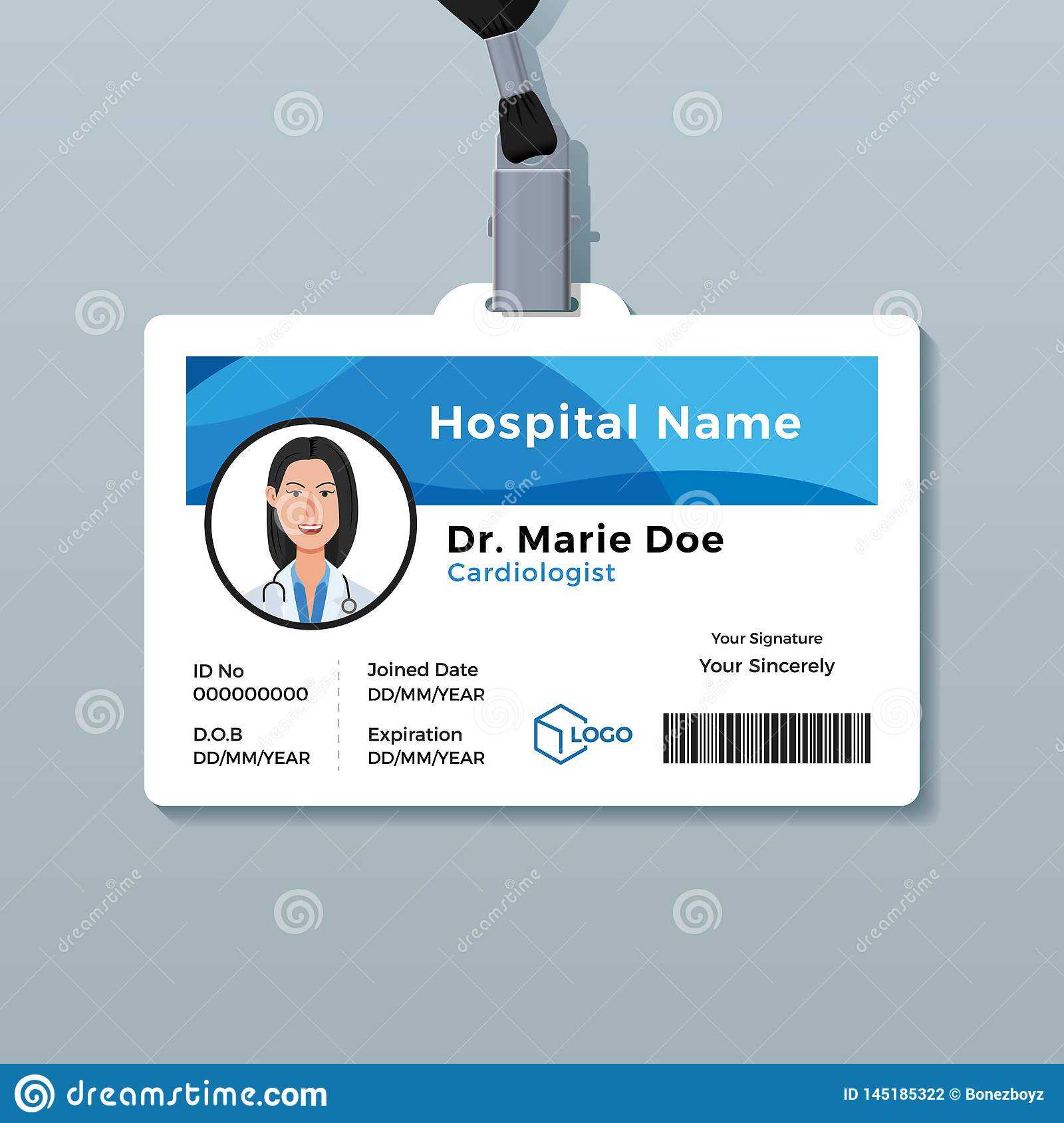 Doctor Id Card. Medical Identity Badge Template Stock Vector Within Doctor Id Card Template