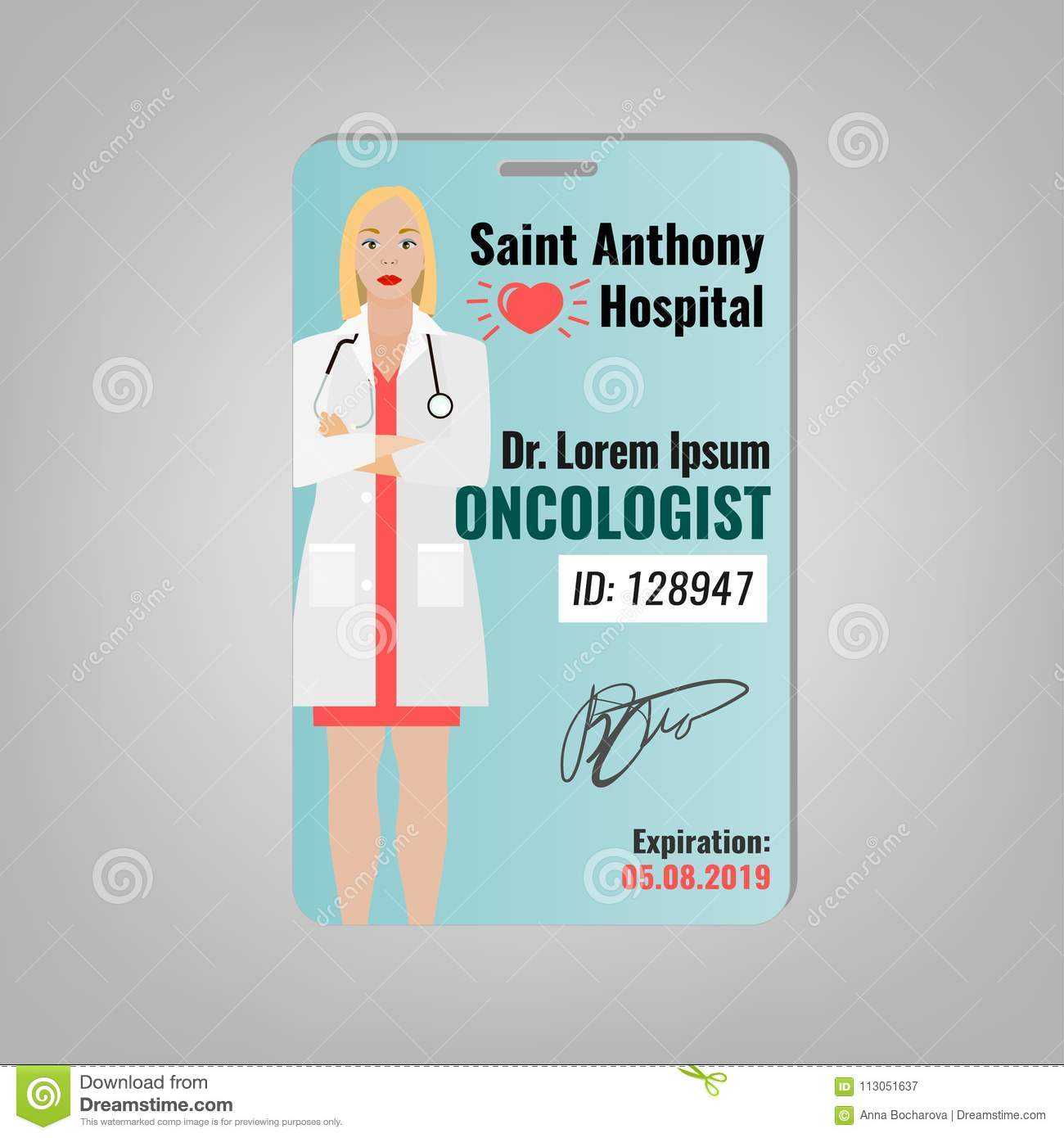 Doctor Id Card Stock Vector. Illustration Of Graphic – 113051637 Intended For Doctor Id Card Template