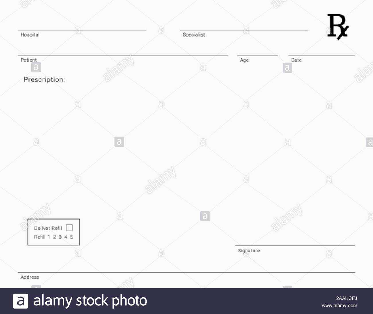 Doctor's Rx Pad Template. Blank Medical Prescription Form Intended For Blank Prescription Form Template