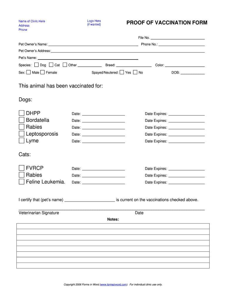 Dog Shot Record - Fill Online, Printable, Fillable, Blank For Dog Vaccination Certificate Template