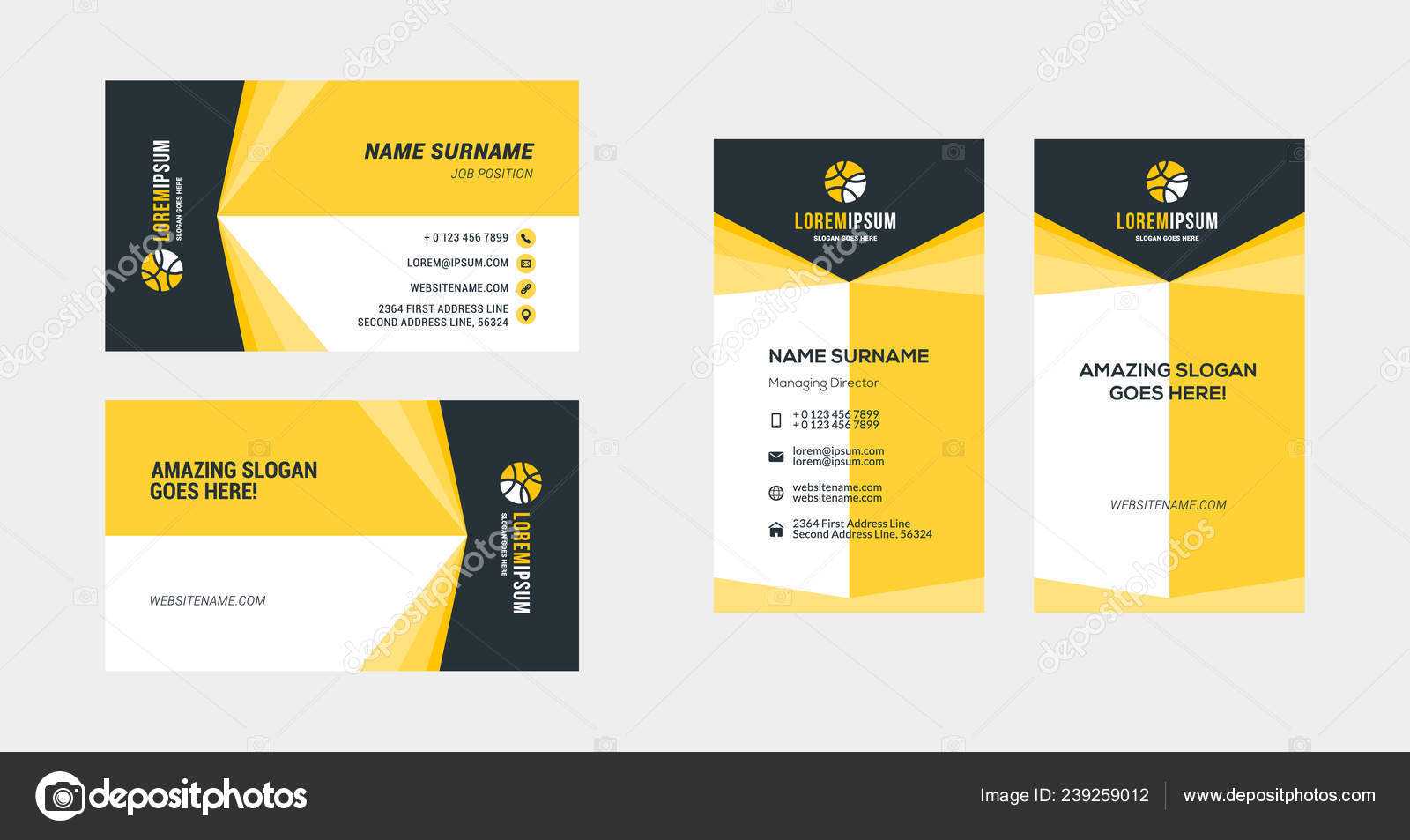 Double Sided Creative Business Card Template Portrait In Portrait Id Card Template