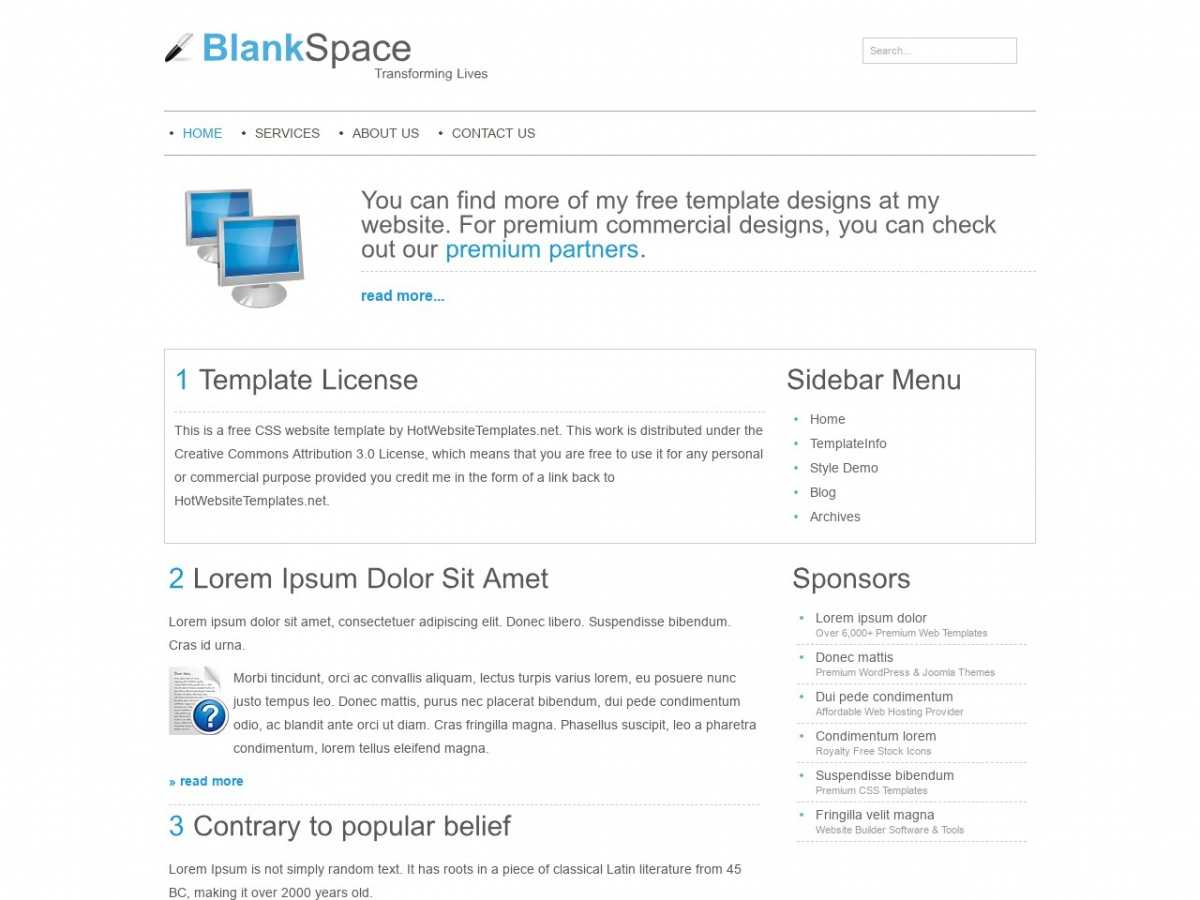 Download Free Html/css Template: Blankspace – Free Html For Blank Html Templates Free Download