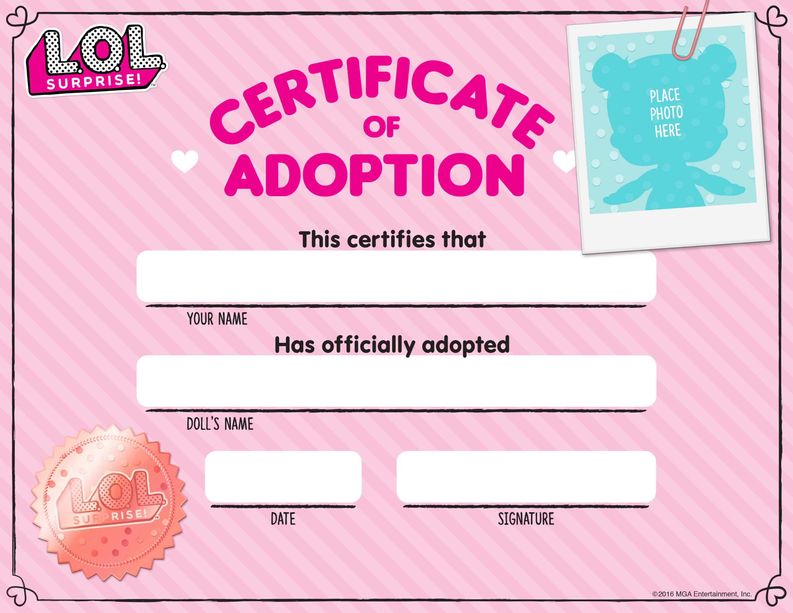 Download Fun Activities And Color Ins To Print Out And Play Pertaining To Toy Adoption Certificate Template
