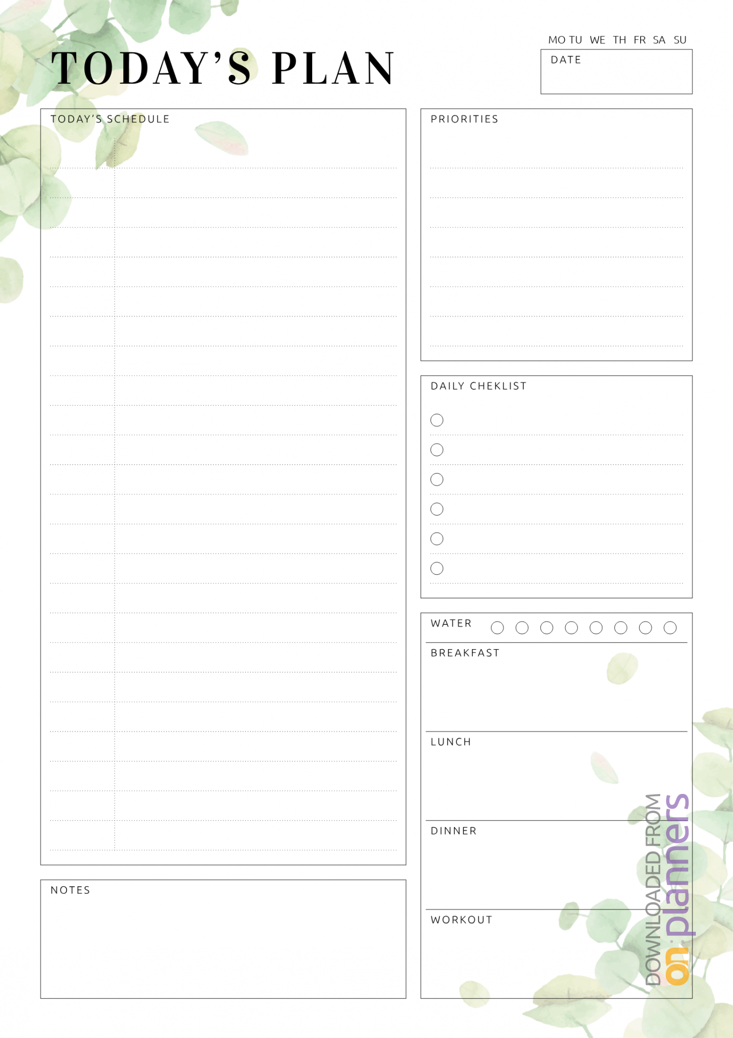 Download Printable Undated Planner With Daily Checklist Pdf Regarding Blank Checklist Template Pdf