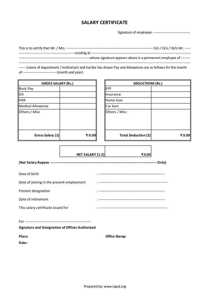 Download Salary Certificate Formats – Word, Excel And Pdf Inside Construction Payment Certificate Template