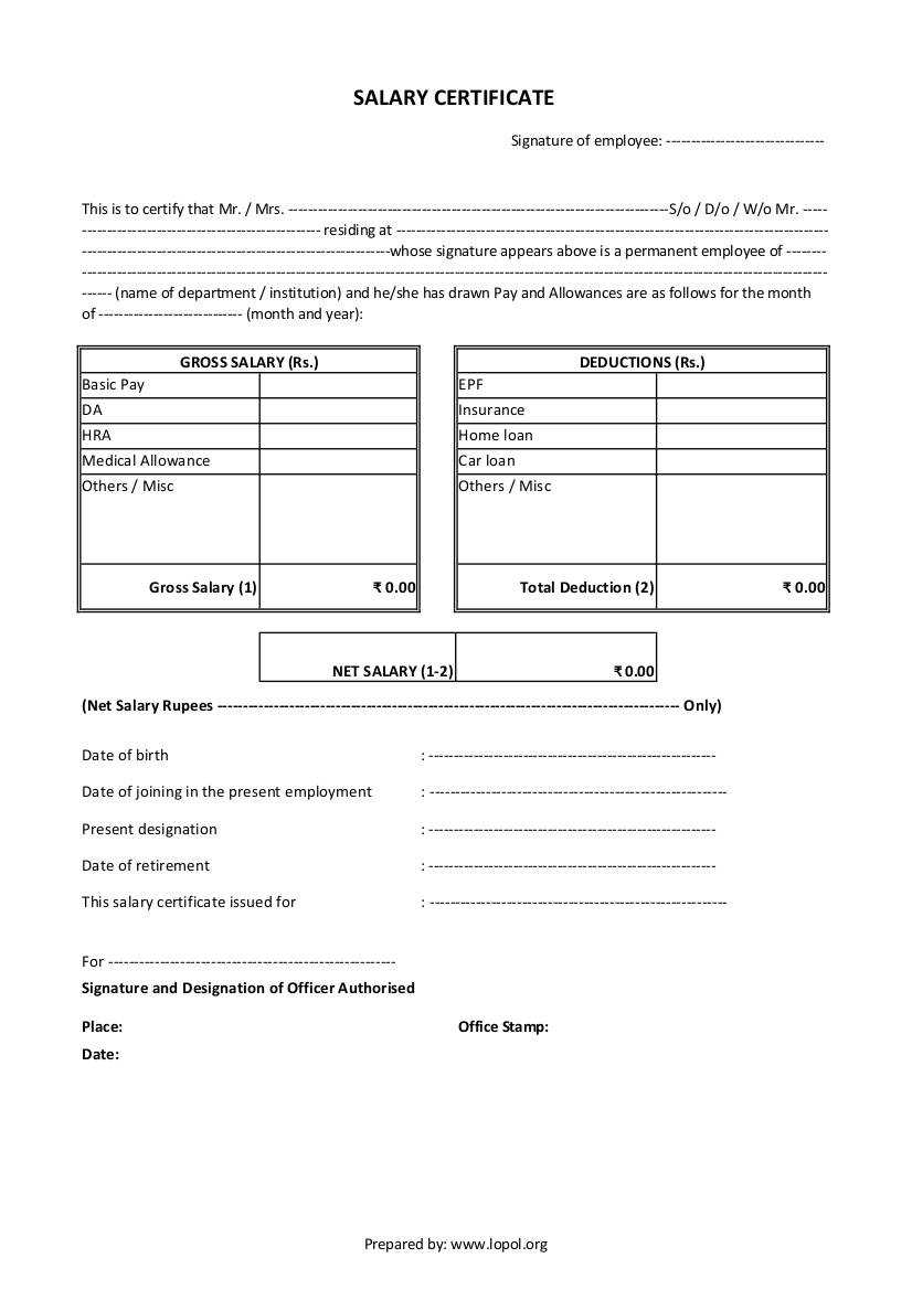 Download Salary Certificate Formats – Word, Excel And Pdf Intended For Certificate Of Payment Template