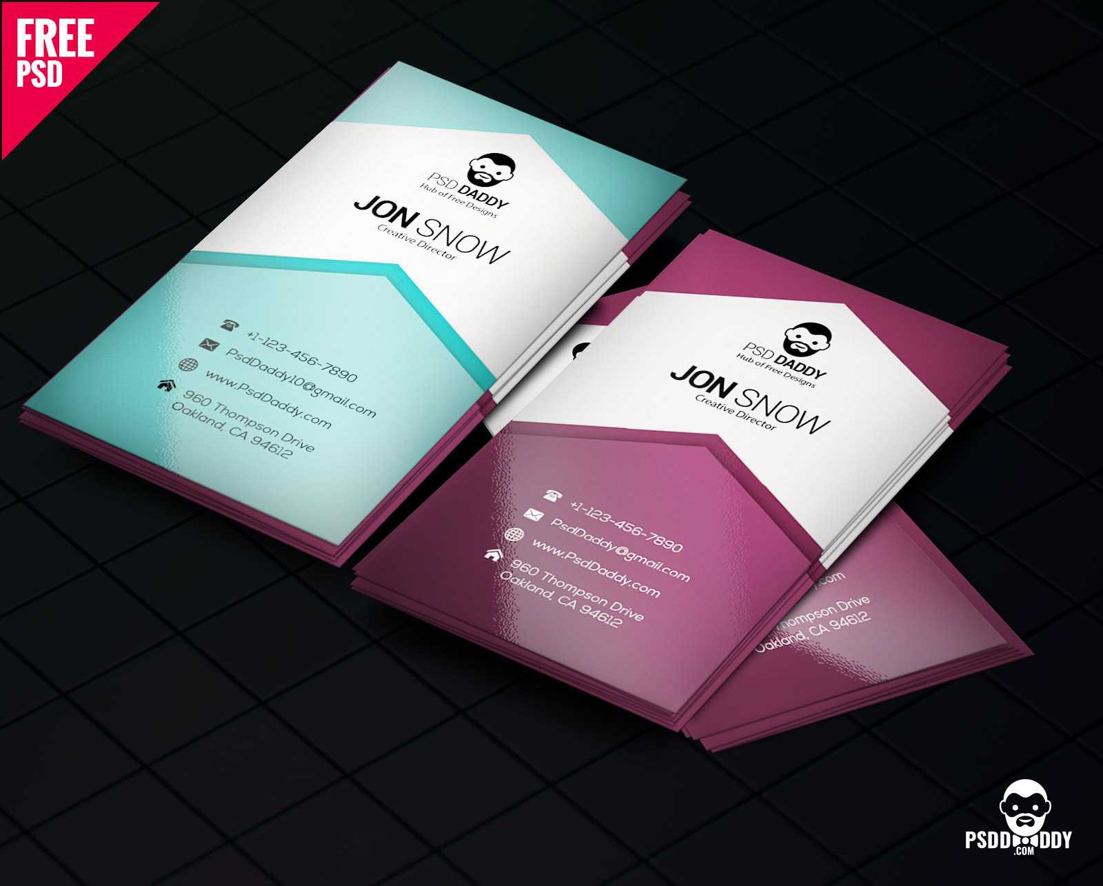 Download]Creative Business Card Psd Free | Psddaddy Pertaining To Business Card Size Photoshop Template