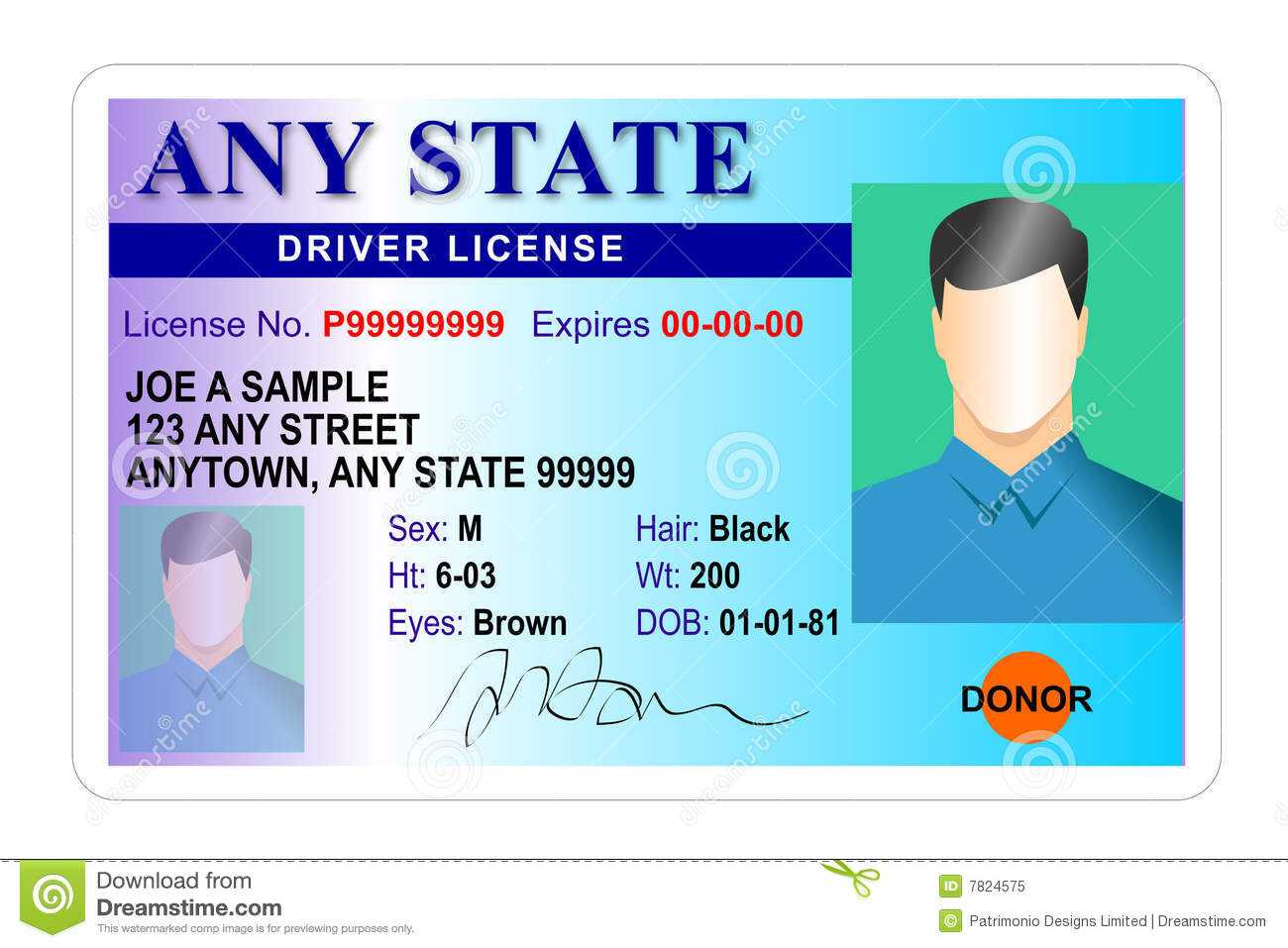 Driver License Identity Card Stock Illustration Intended For Florida Id Card Template
