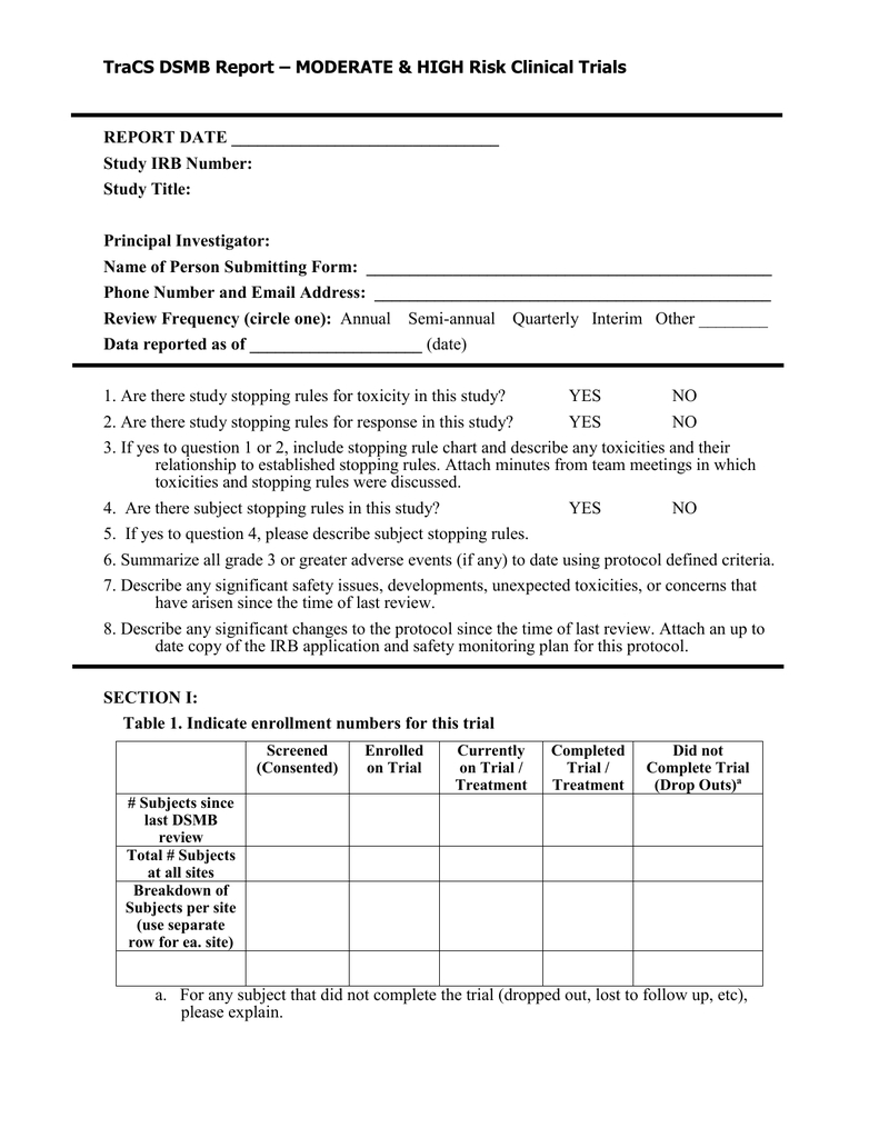 Dsmb Report Form Template With Regard To Dsmb Report Template