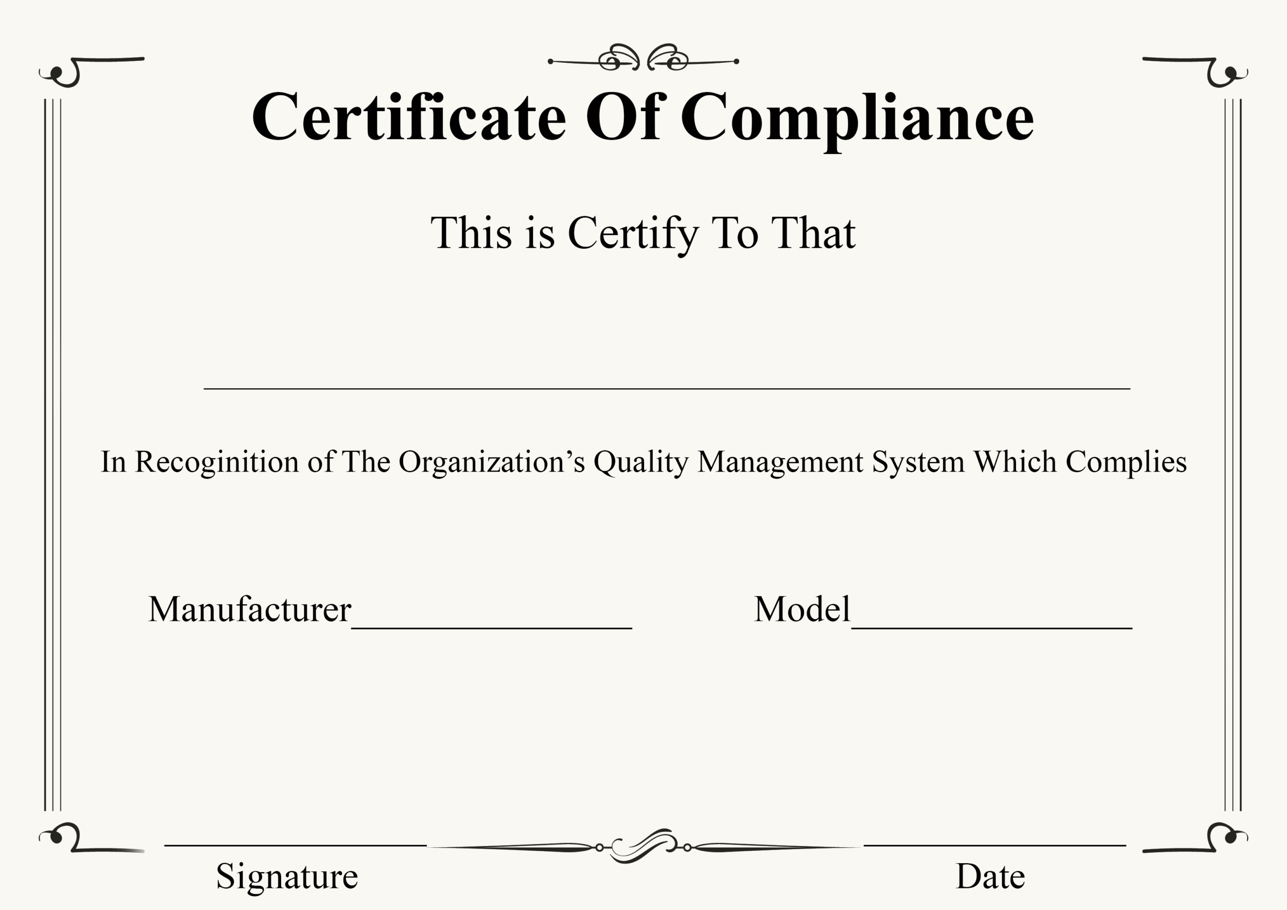 ❤️ Free Certificate Of Compliance Templates❤️ Inside Certificate Of Compliance Template