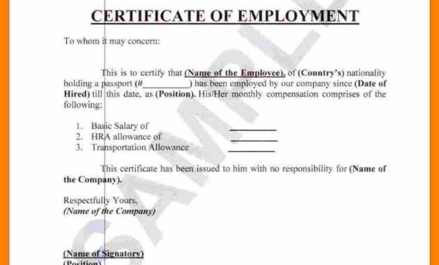 ❤️ Free Printable Certificate Of Employment Form Sample in Certificate Of Service Template Free