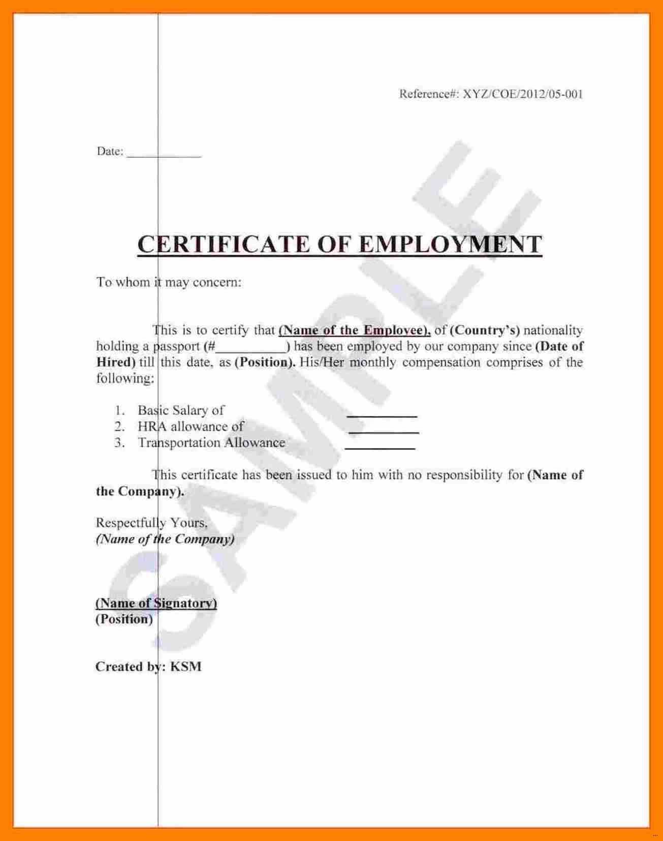❤️ Free Printable Certificate Of Employment Form Sample In Certificate Of Service Template Free