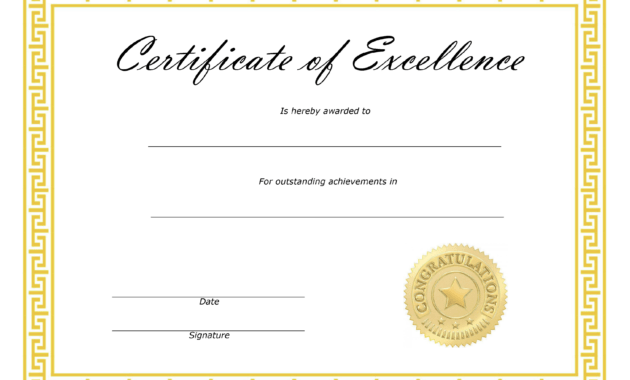 ❤️ Free Sample Certificate Of Excellence Templates❤️ intended for Award Of Excellence Certificate Template