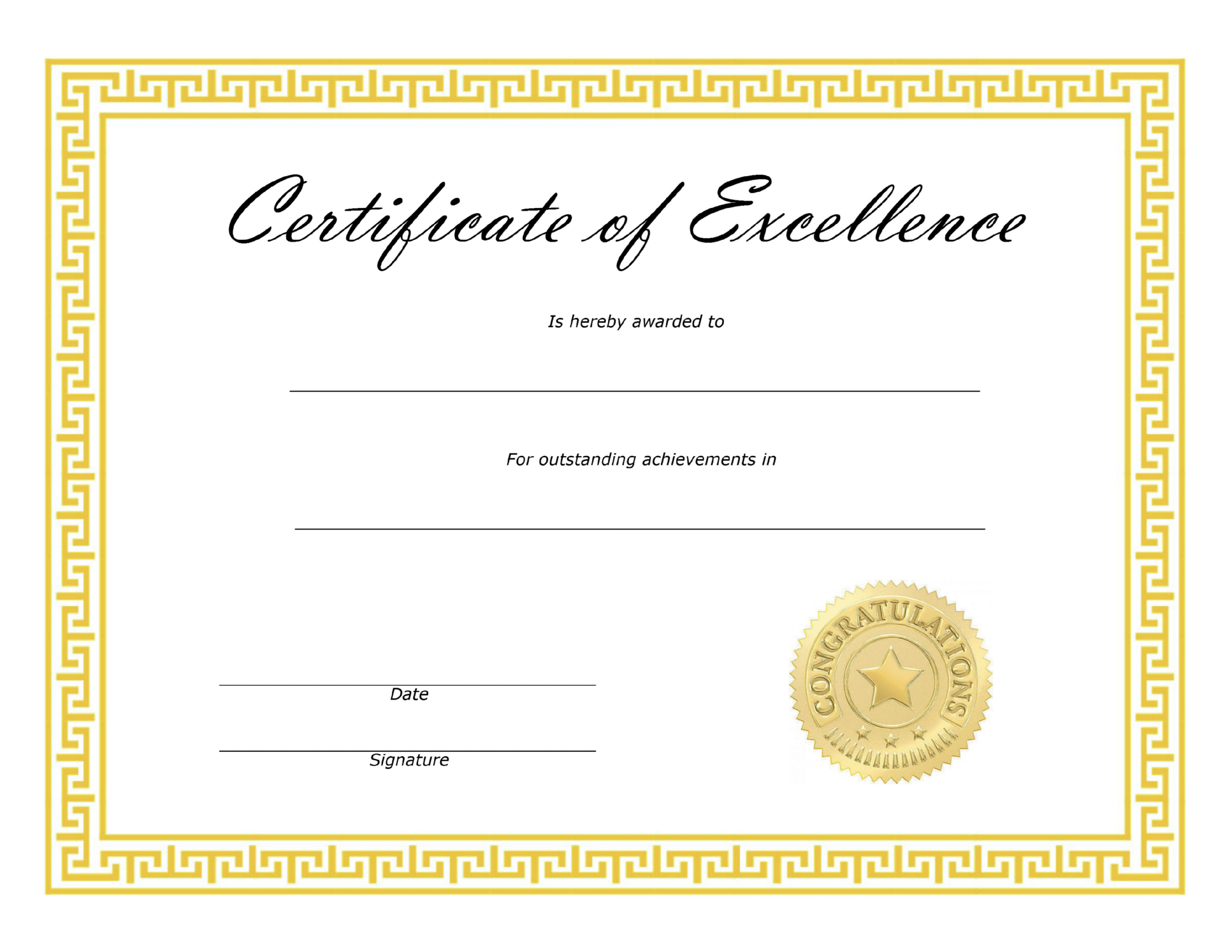 ❤️ Free Sample Certificate Of Excellence Templates❤️ Intended For Award Of Excellence Certificate Template