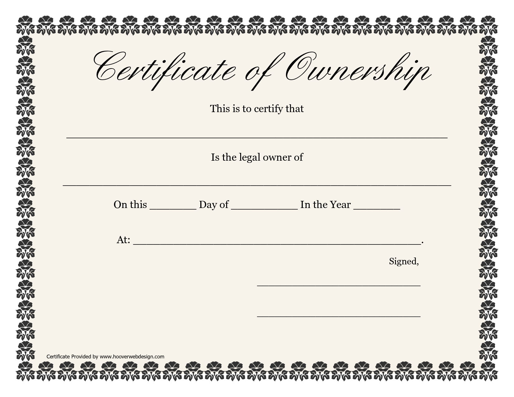 ❤️5+ Free Sample Of Certificate Of Ownership Form Template❤️ With Regard To Certificate Of Ownership Template