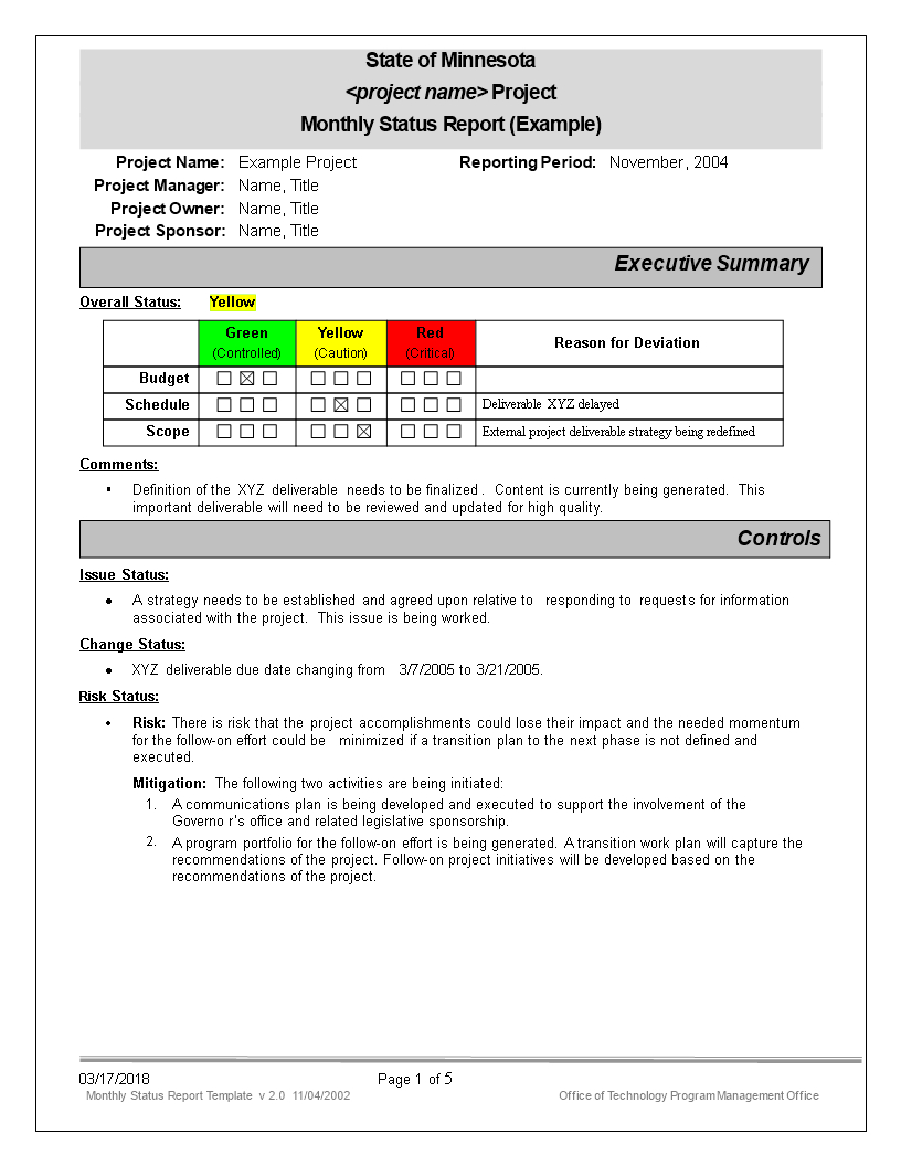 免费Monthly Status Report | 样本文件在Allbusinesstemplates Regarding Project Monthly Status Report Template