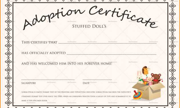 Editable Adoption Certificates Hadipalmexco Child Adoption for Child Adoption Certificate Template