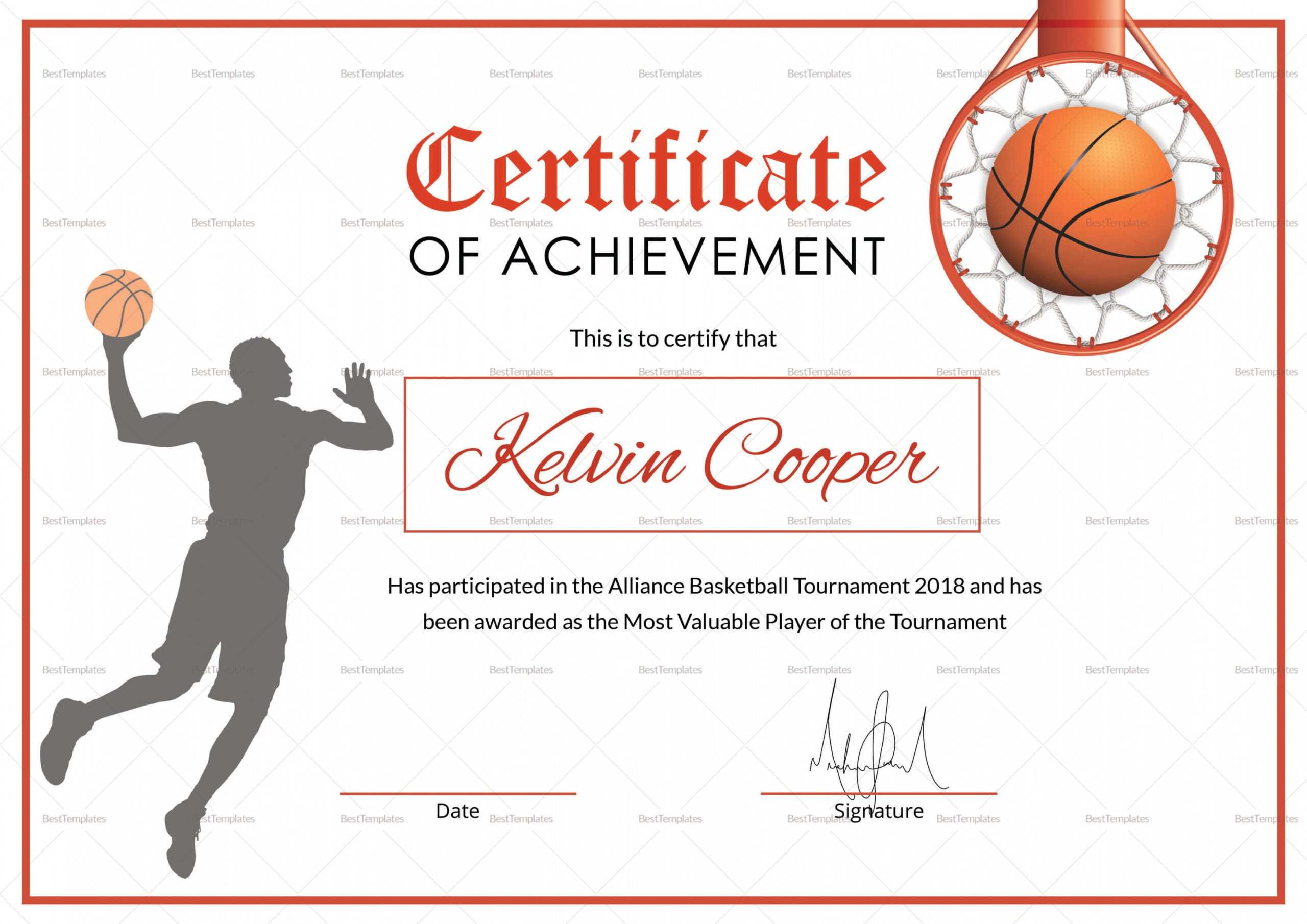 Editable Basketball Award Achievement Certificate Design Regarding Sports Award Certificate Template Word