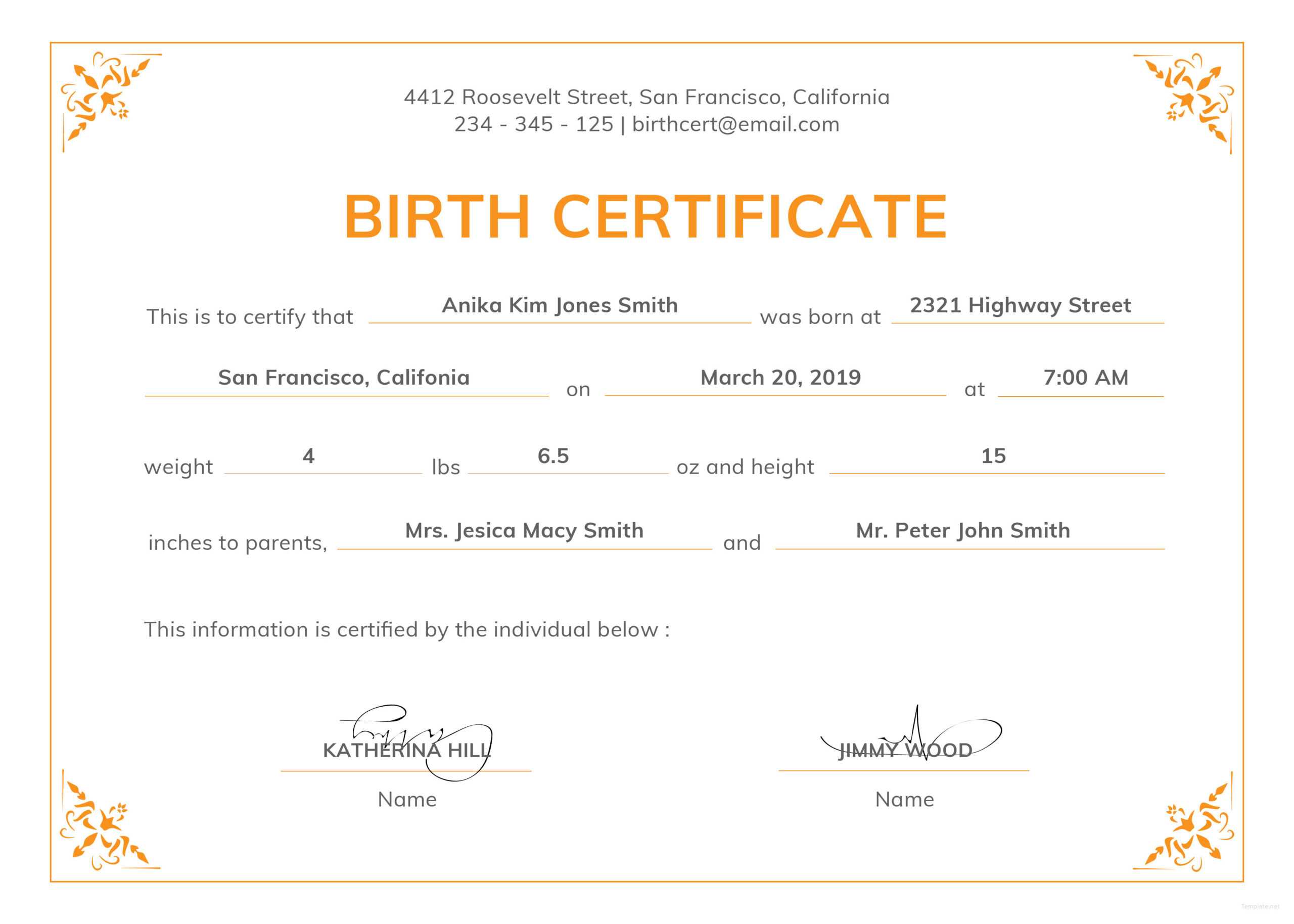 Editable Birth Certificate Template – Zohre.horizonconsulting.co For Novelty Birth Certificate Template