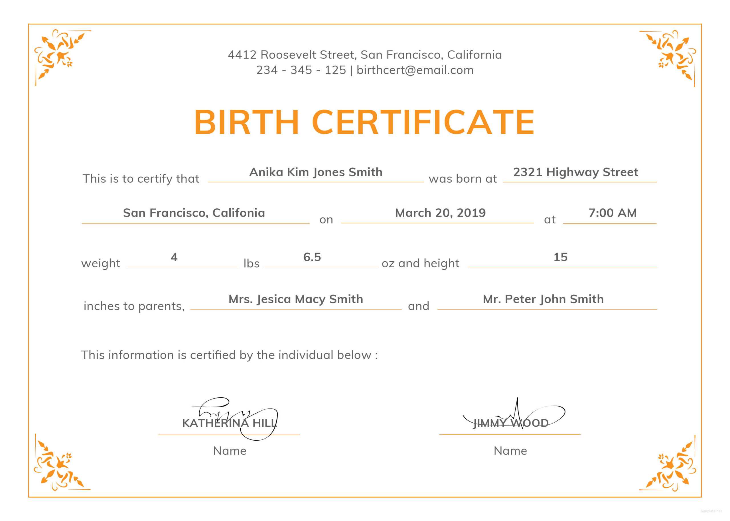 Editable Birth Certificate Template - Zohre.horizonconsulting.co Inside Birth Certificate Template For Microsoft Word