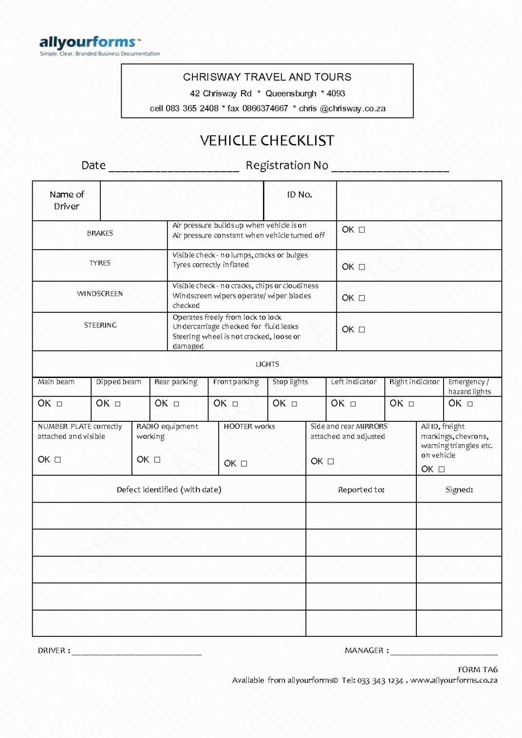 Editable Daily Vehicle Inspection Report Template Intended For Vehicle Inspection Report Template