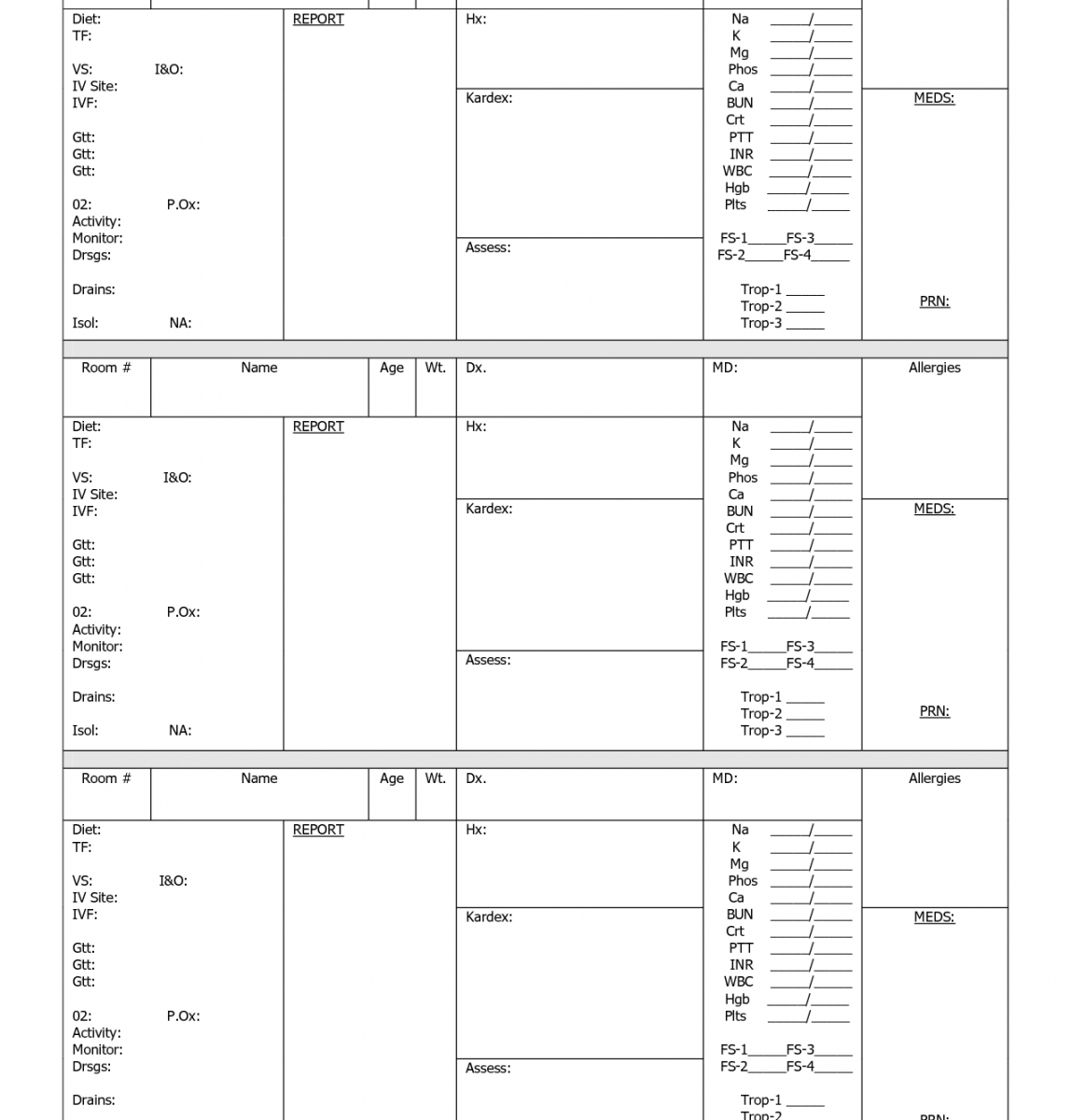 Editable Nursing Shift Worksheets Nursing Nurse Report Sheet Intended For Nursing Report Sheet Template