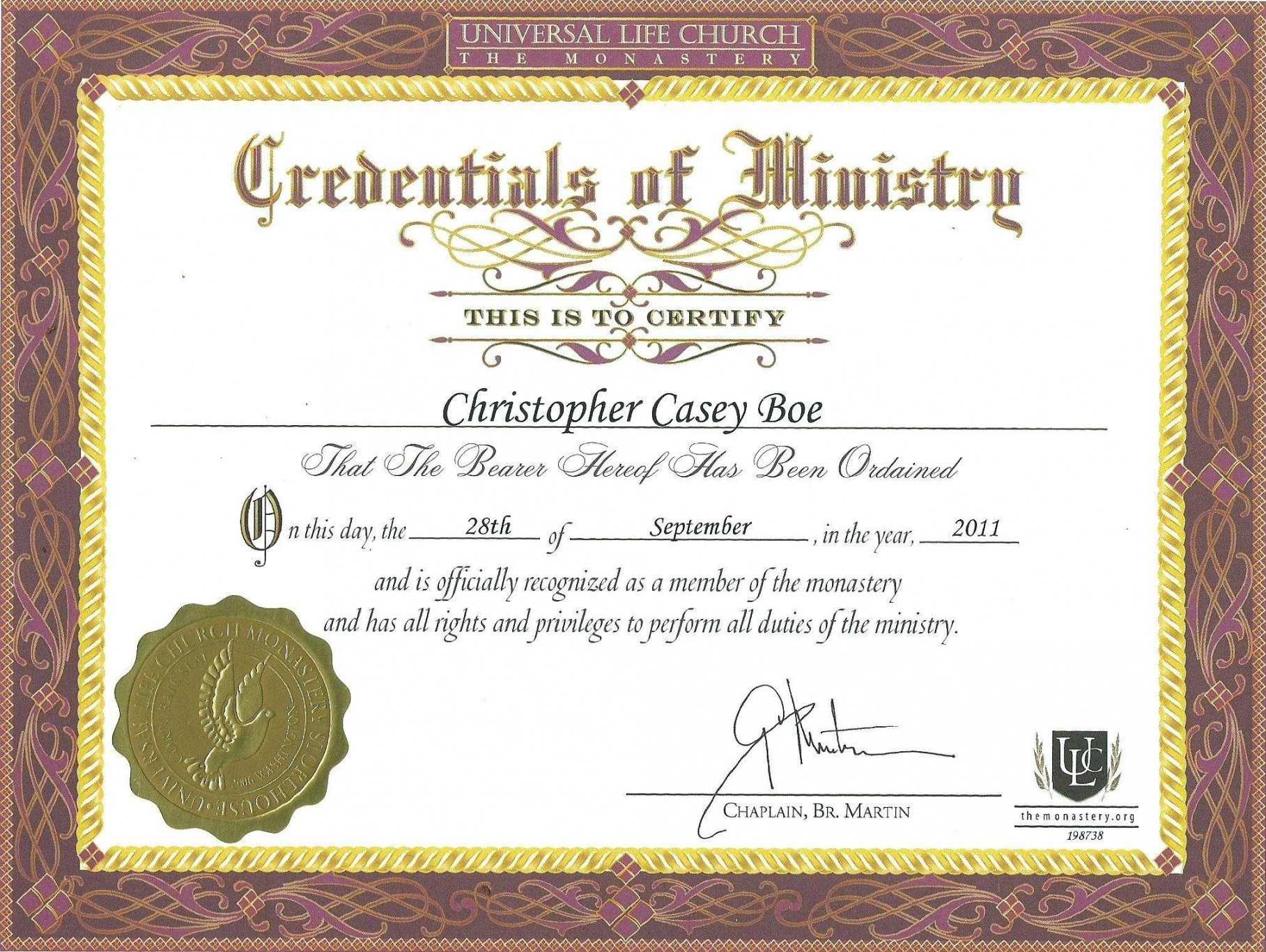 Editable Pastor Ordination Certificate Templates Inside Ordination Certificate Template