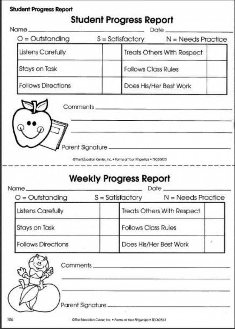 Editable Pinolivia Rhea On T E A C H I N G Progress Intended For Student Progress Report Template