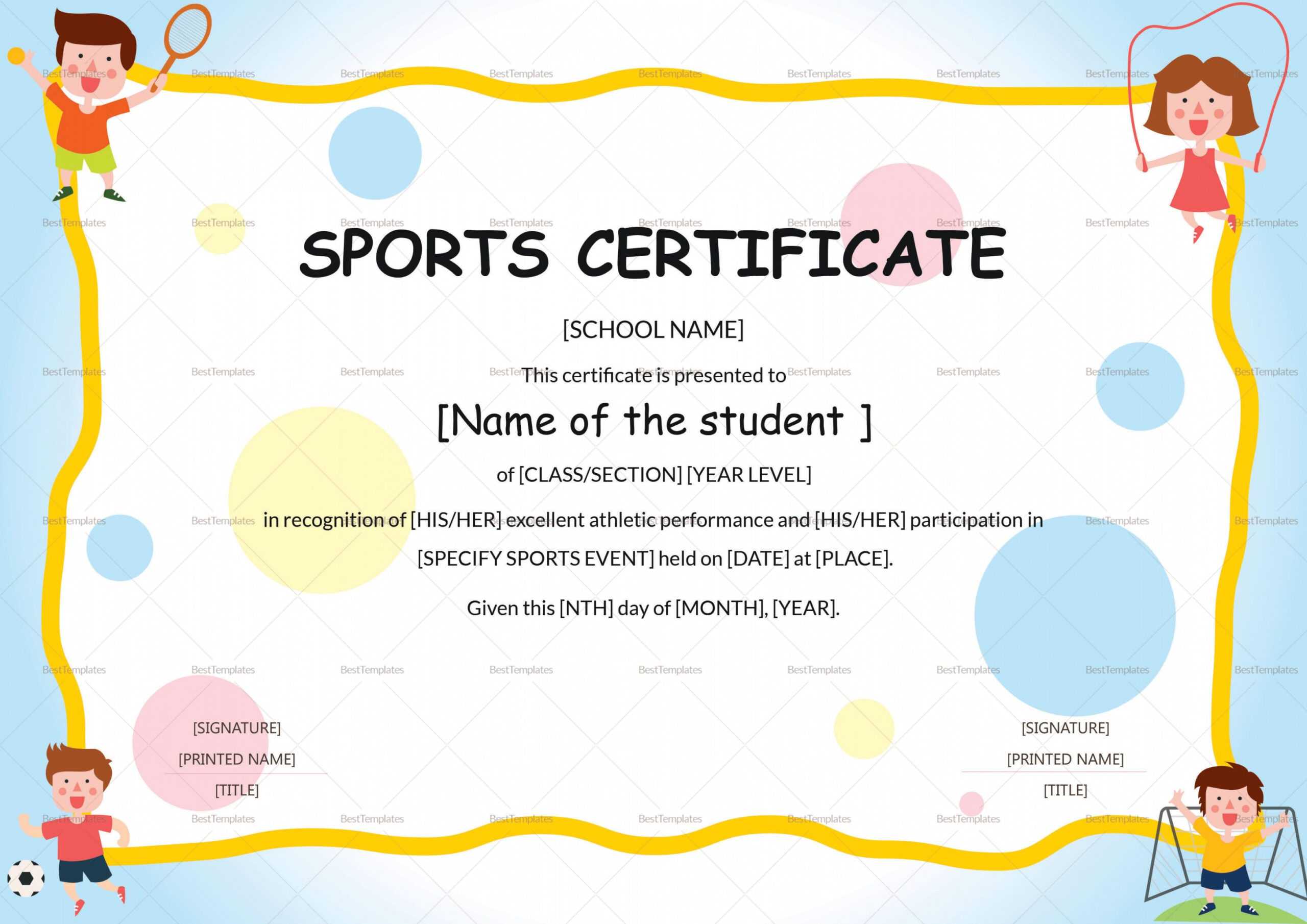 Editable Sports Day Certificate Template With Regard To Player Of The Day Certificate Template