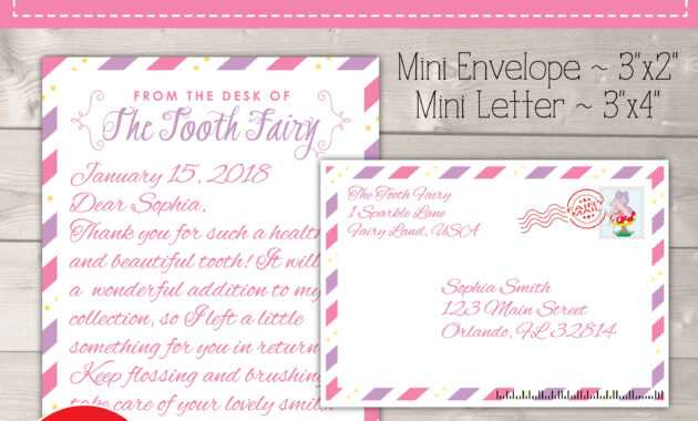 Editable Tooth Fairy Letter With Envelope | Printable Pink for Tooth Fairy Certificate Template Free